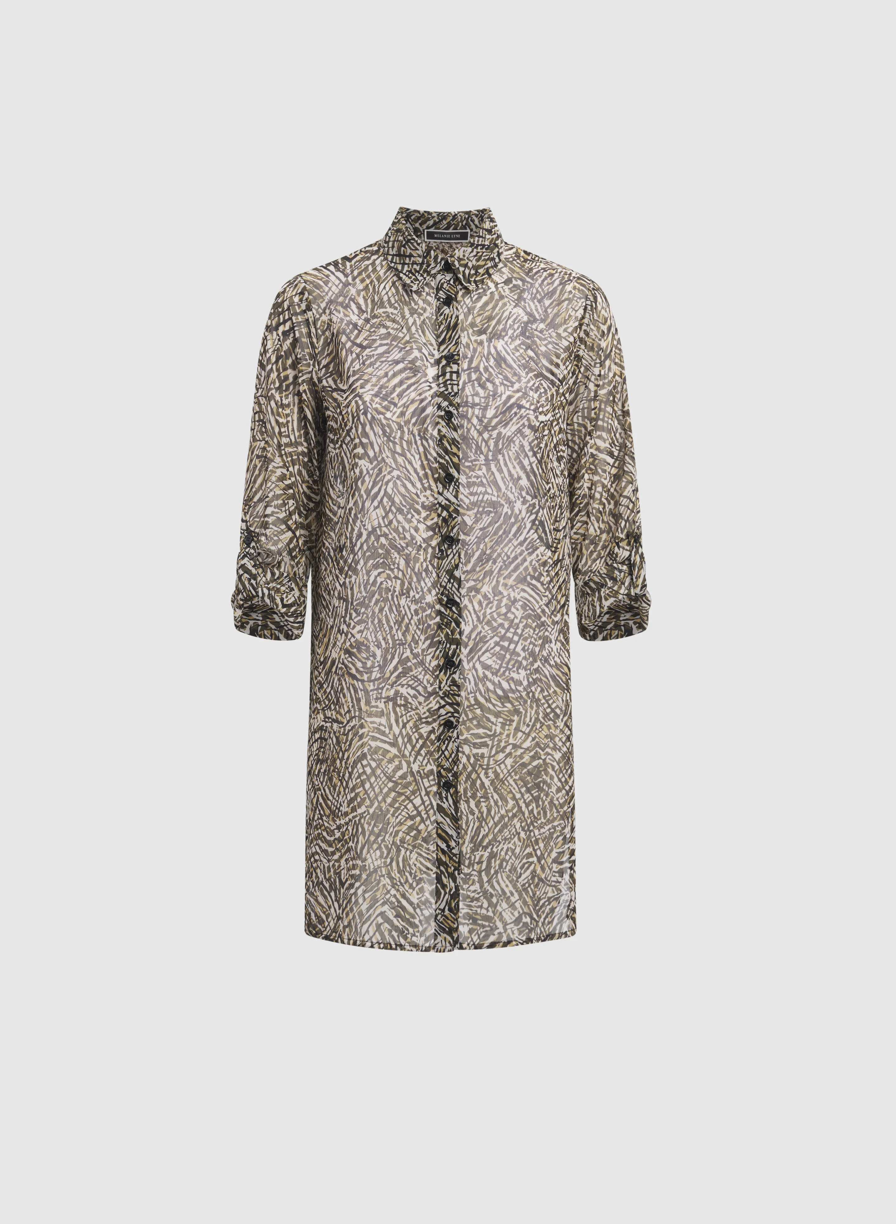 Abstract Button-Down Blouse - Image 7