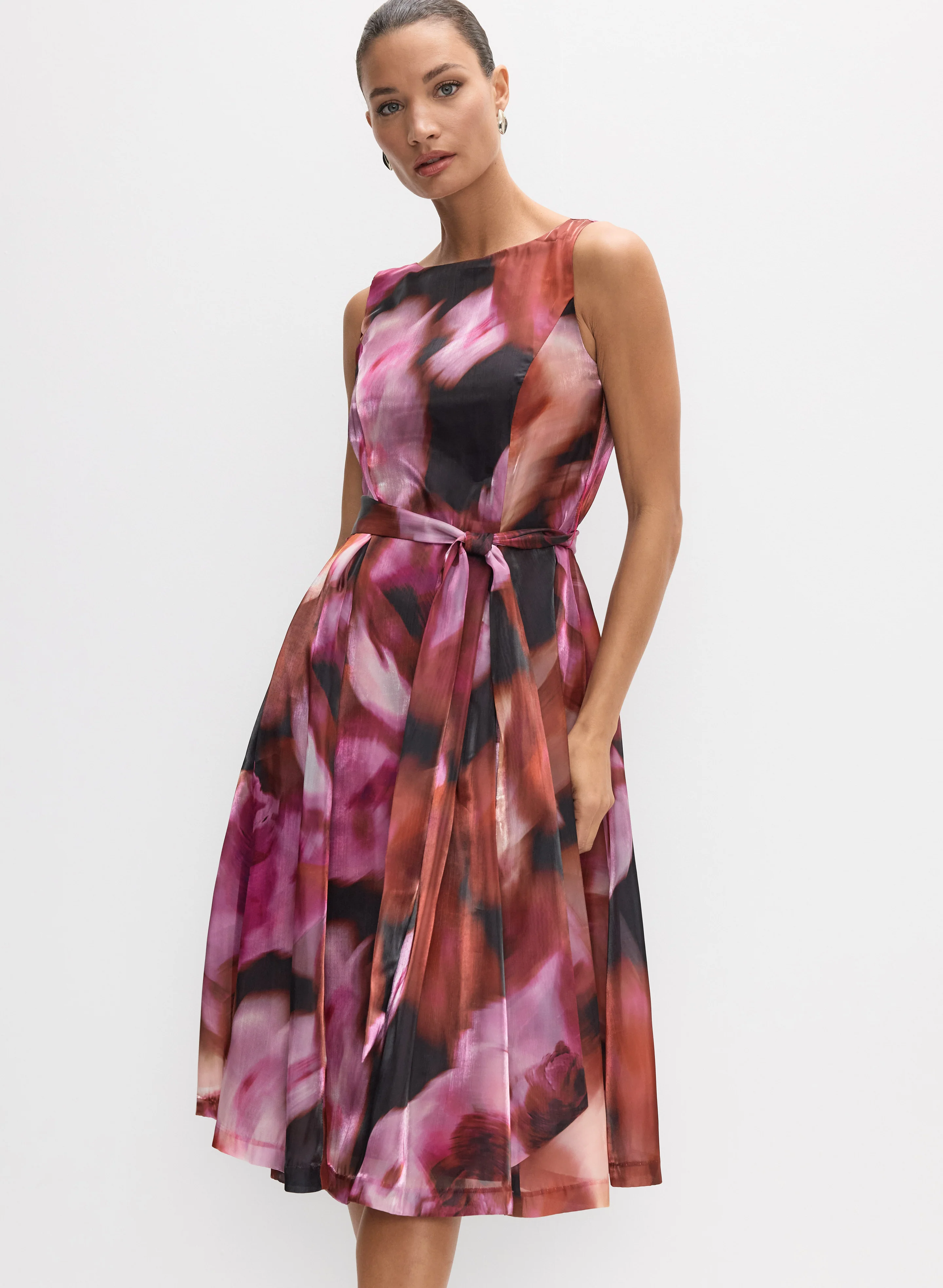 Abstract Floral Organza Dress - Image 4