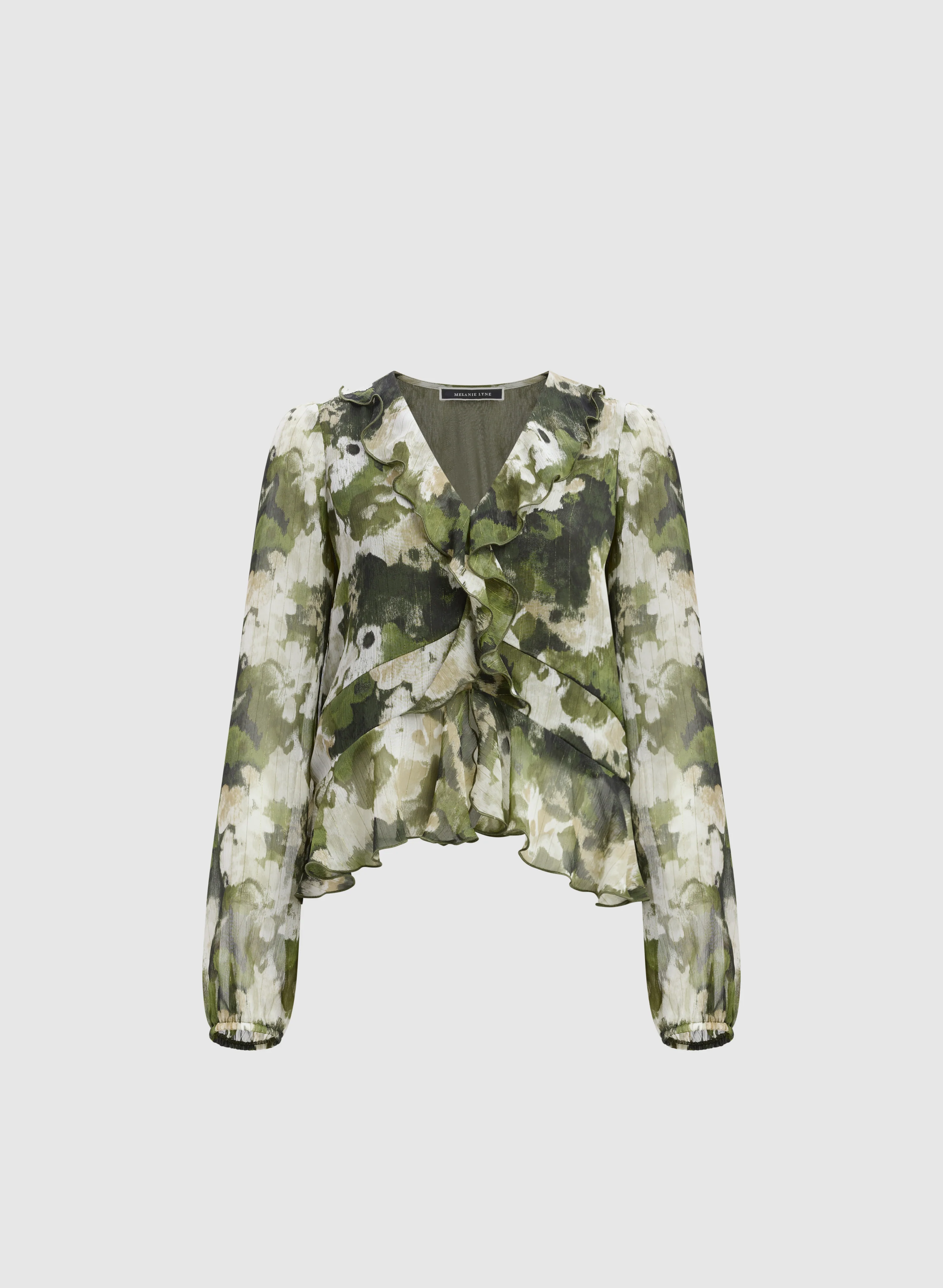 Abstract Flounce Front Blouse - Image 6