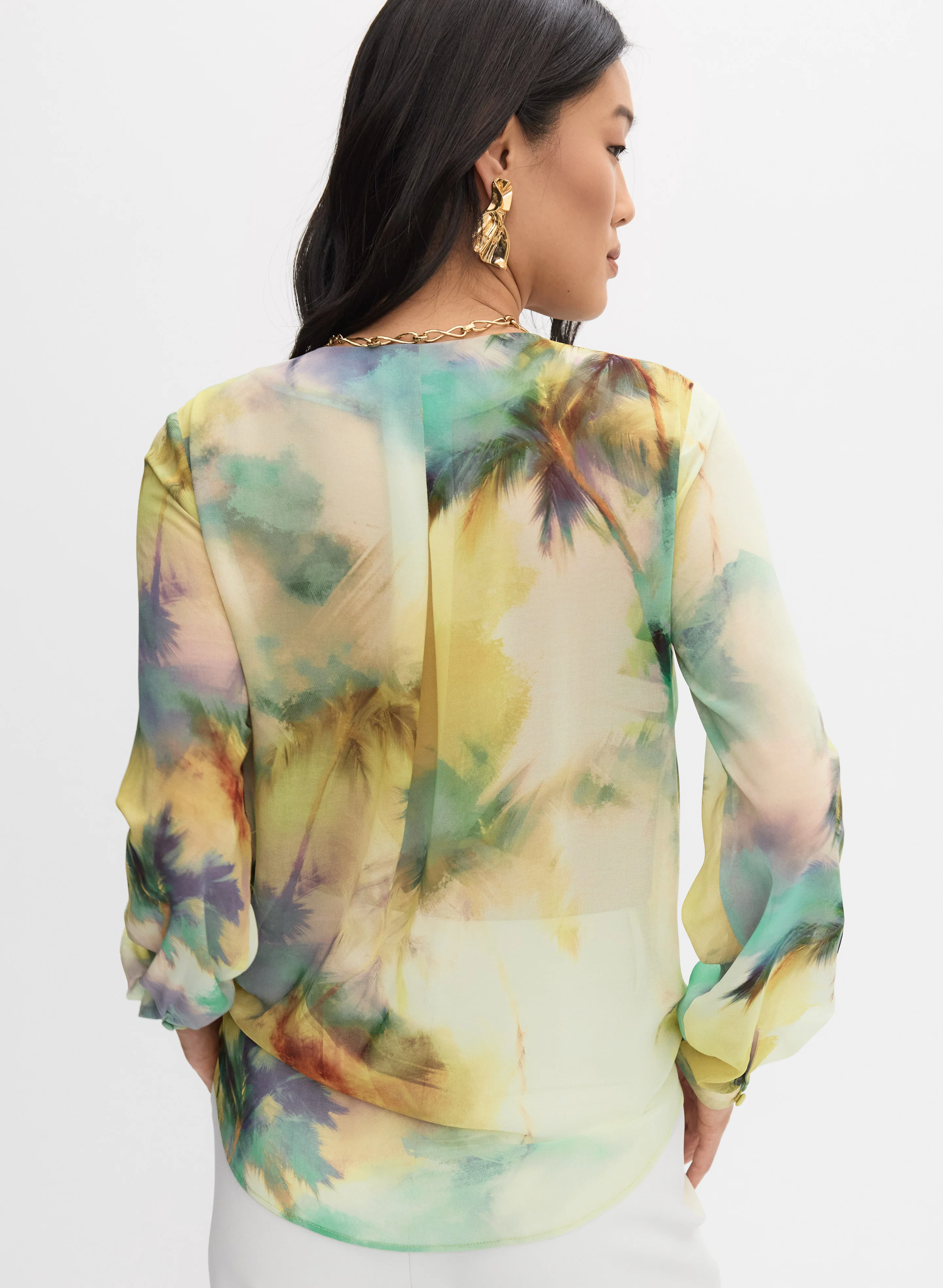Abstract Palm Print Blouse - Image 4