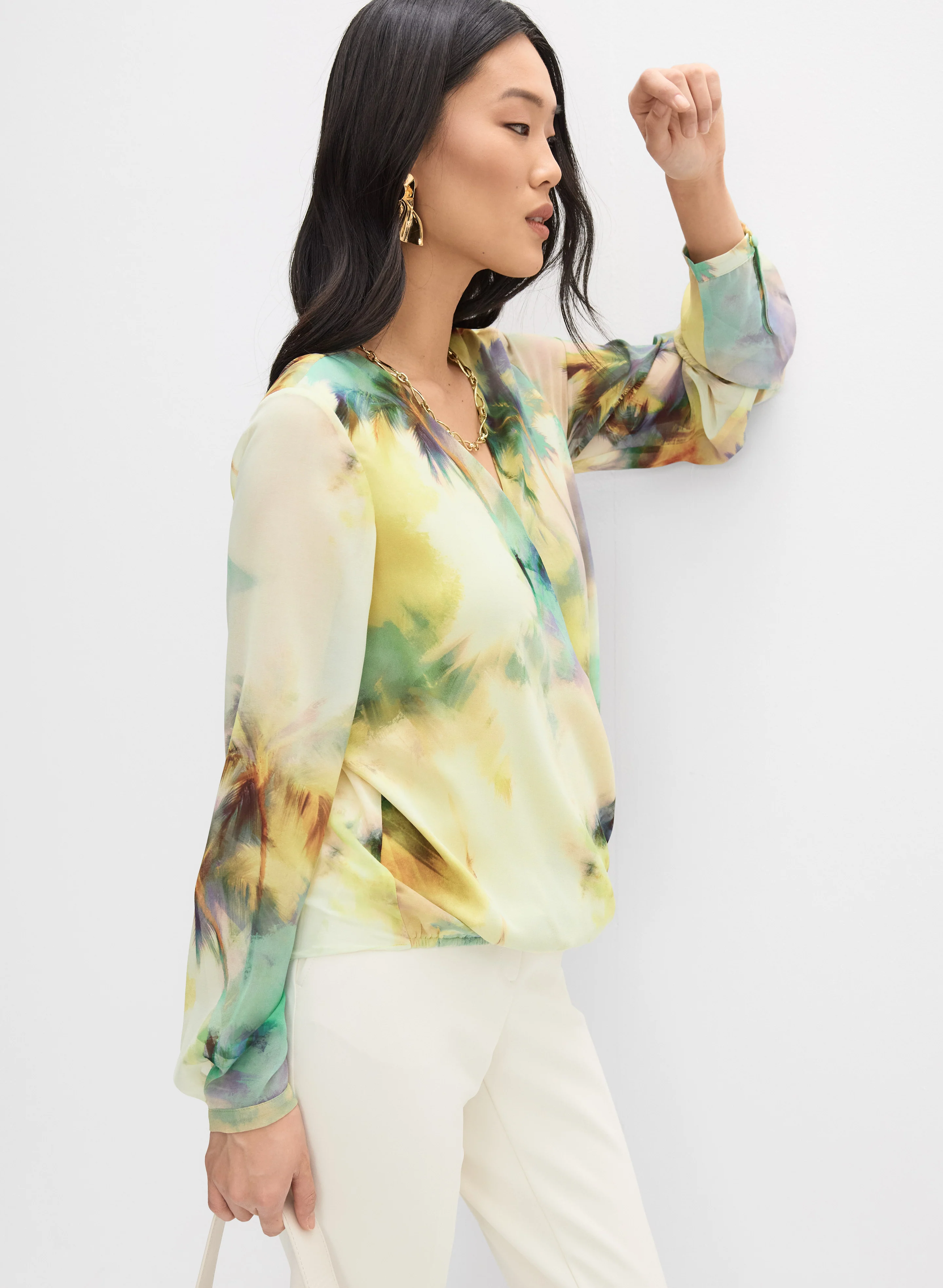 Abstract Palm Print Blouse - Image 5