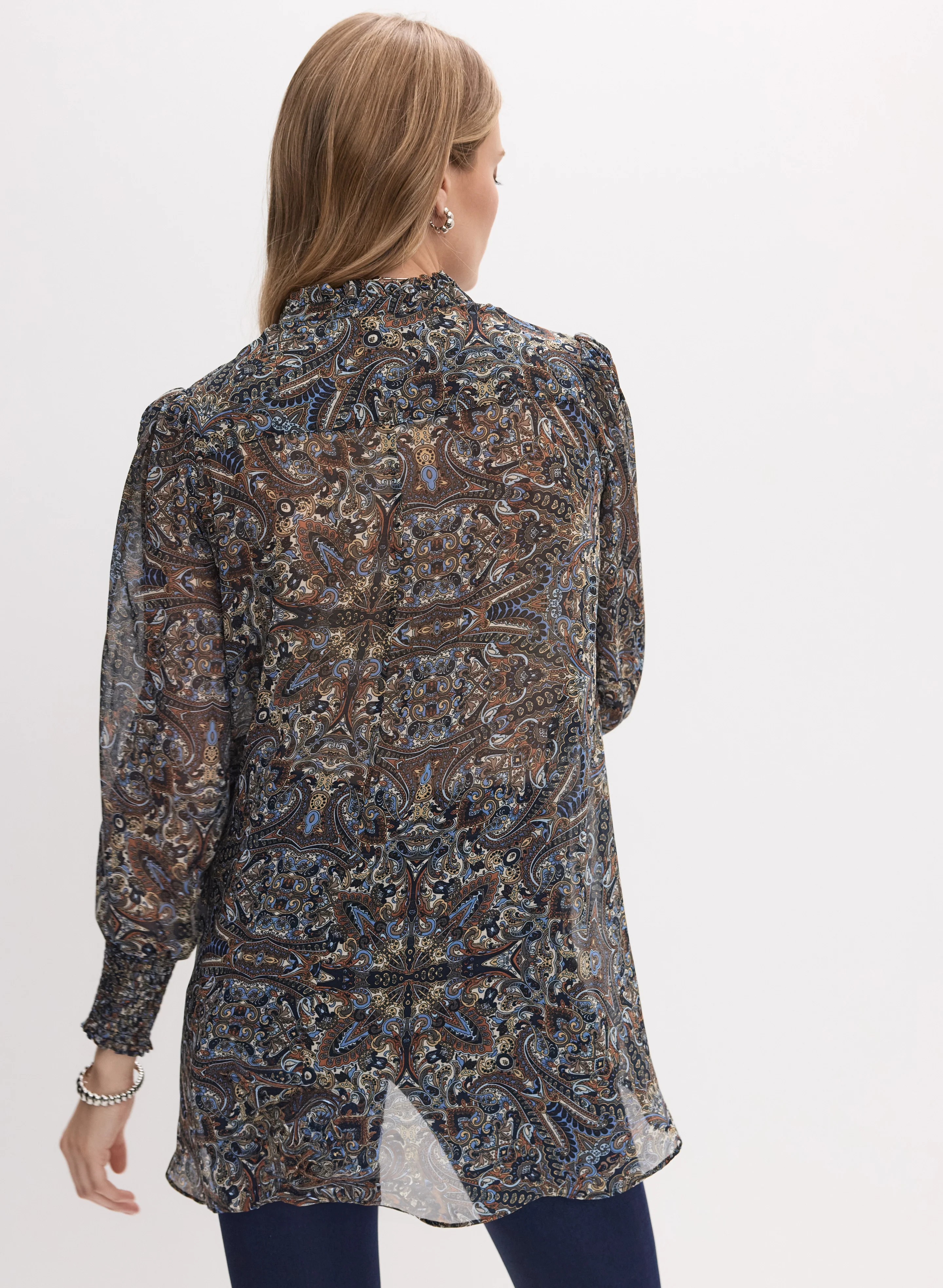Abstract Print Notch Collar Blouse - Image 5