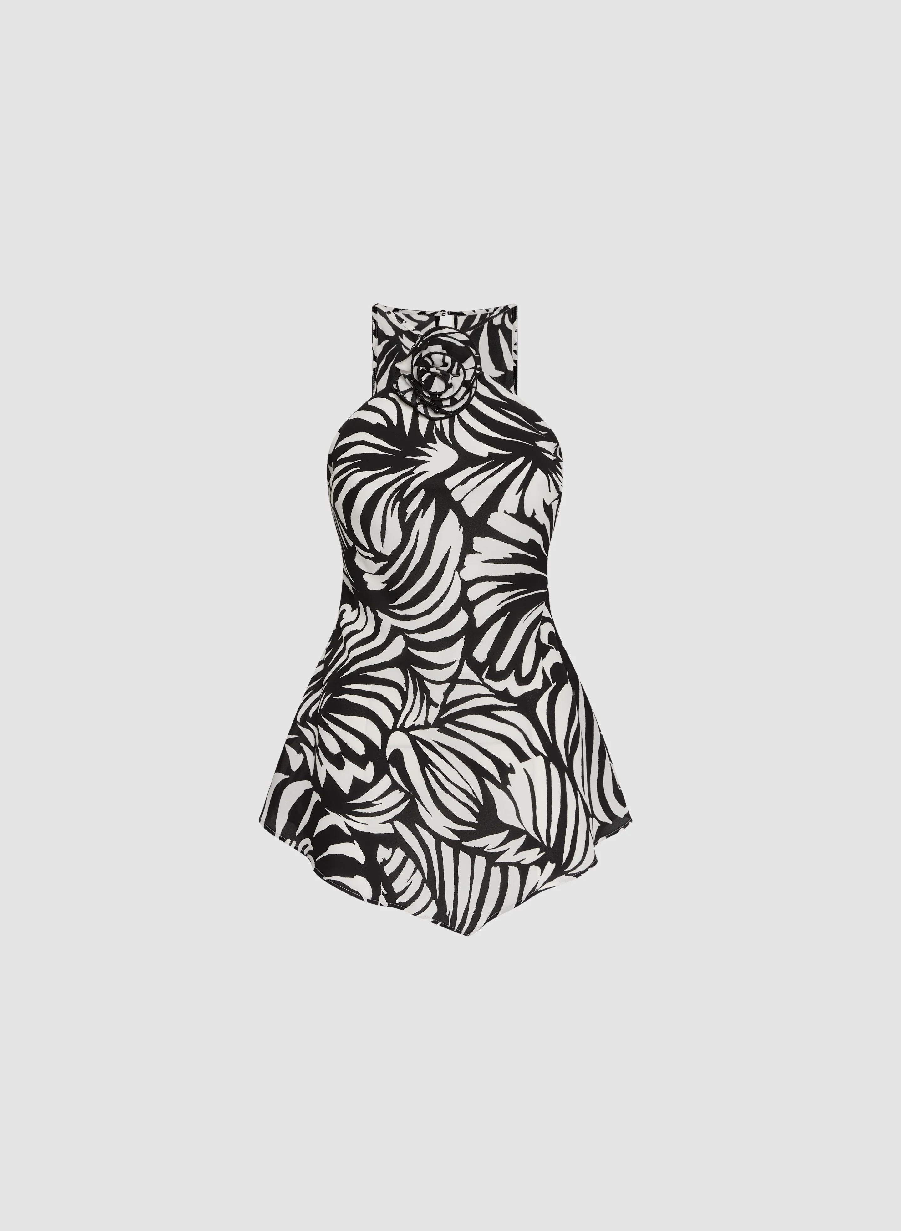 Abstract Rosette Halter Neck Blouse - Image 7