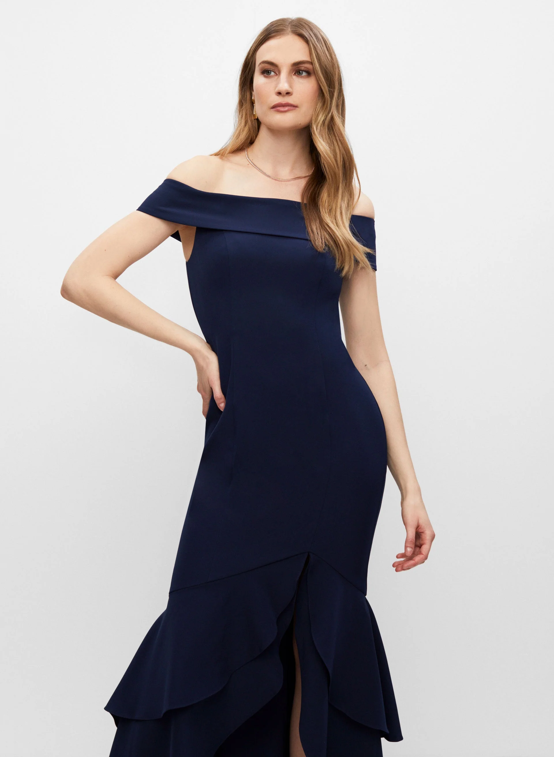 Adrianna Papell - Off-the-Shoulder Slit Dress - Image 5