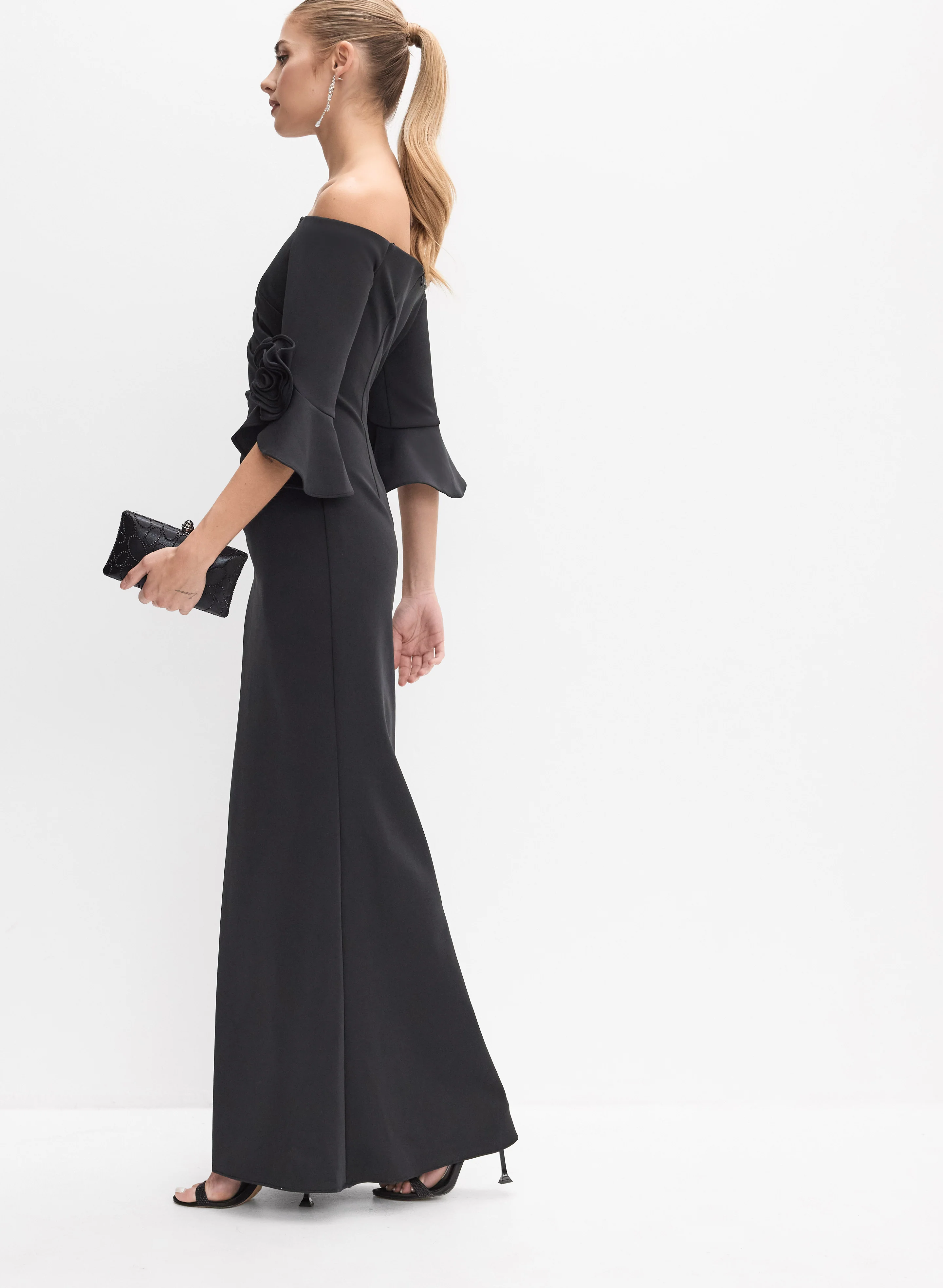Adrianna Papell - Rosette Detail Off-Shoulder Dress - Image 2