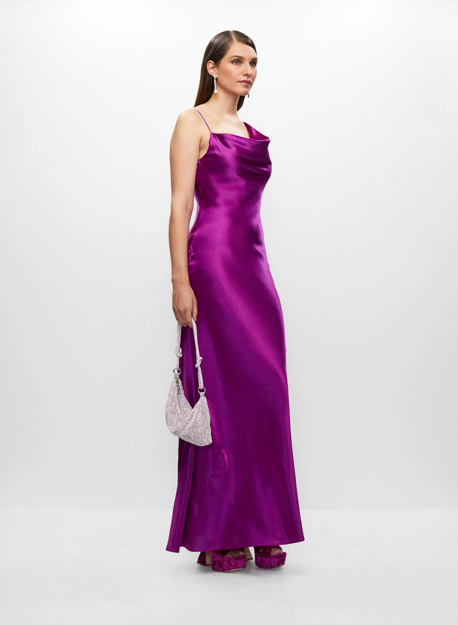 Aidan Mattox - Asymmetrical Strap Satin Gown - Image 2