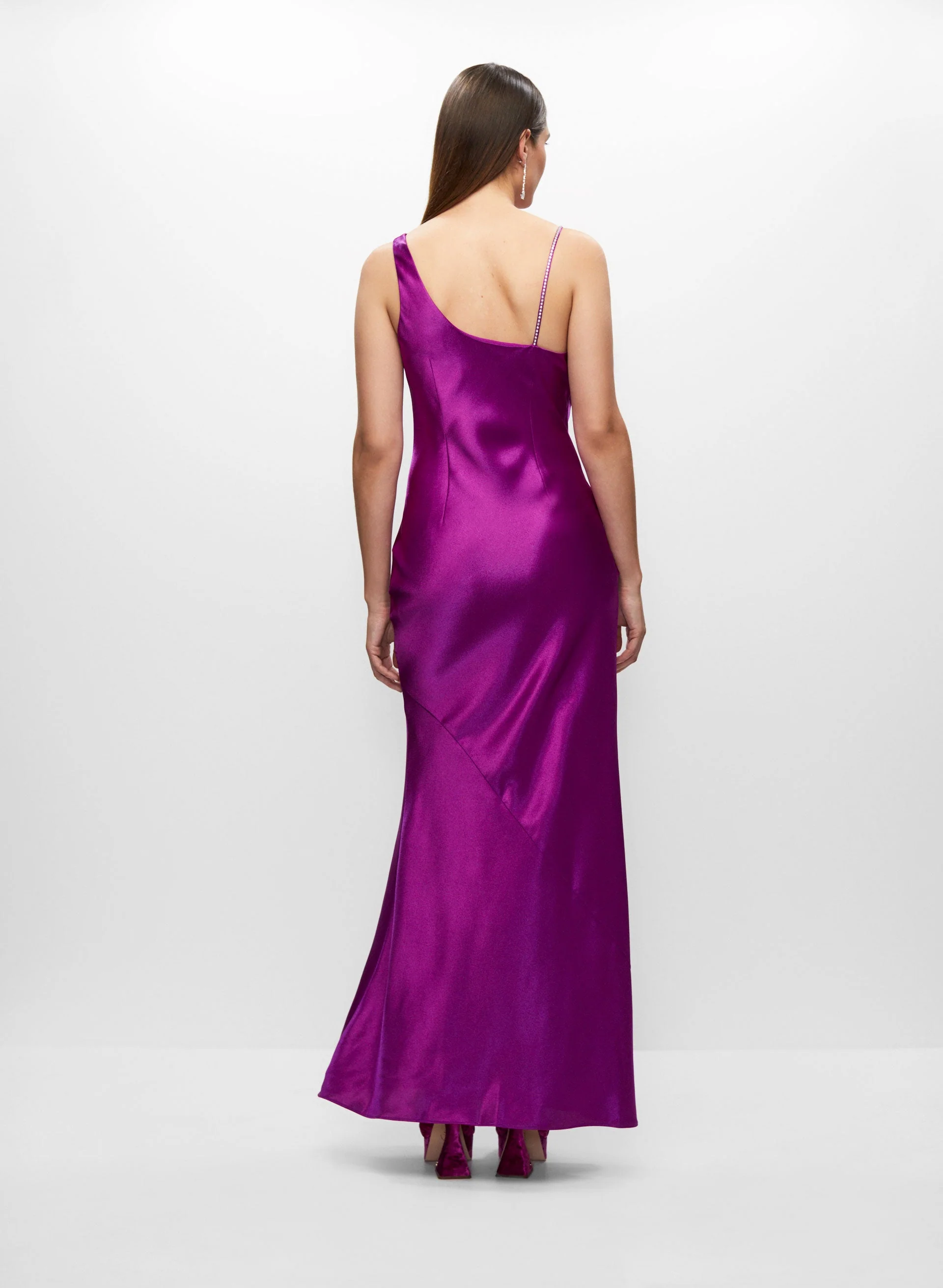 Aidan Mattox - Asymmetrical Strap Satin Gown - Image 3