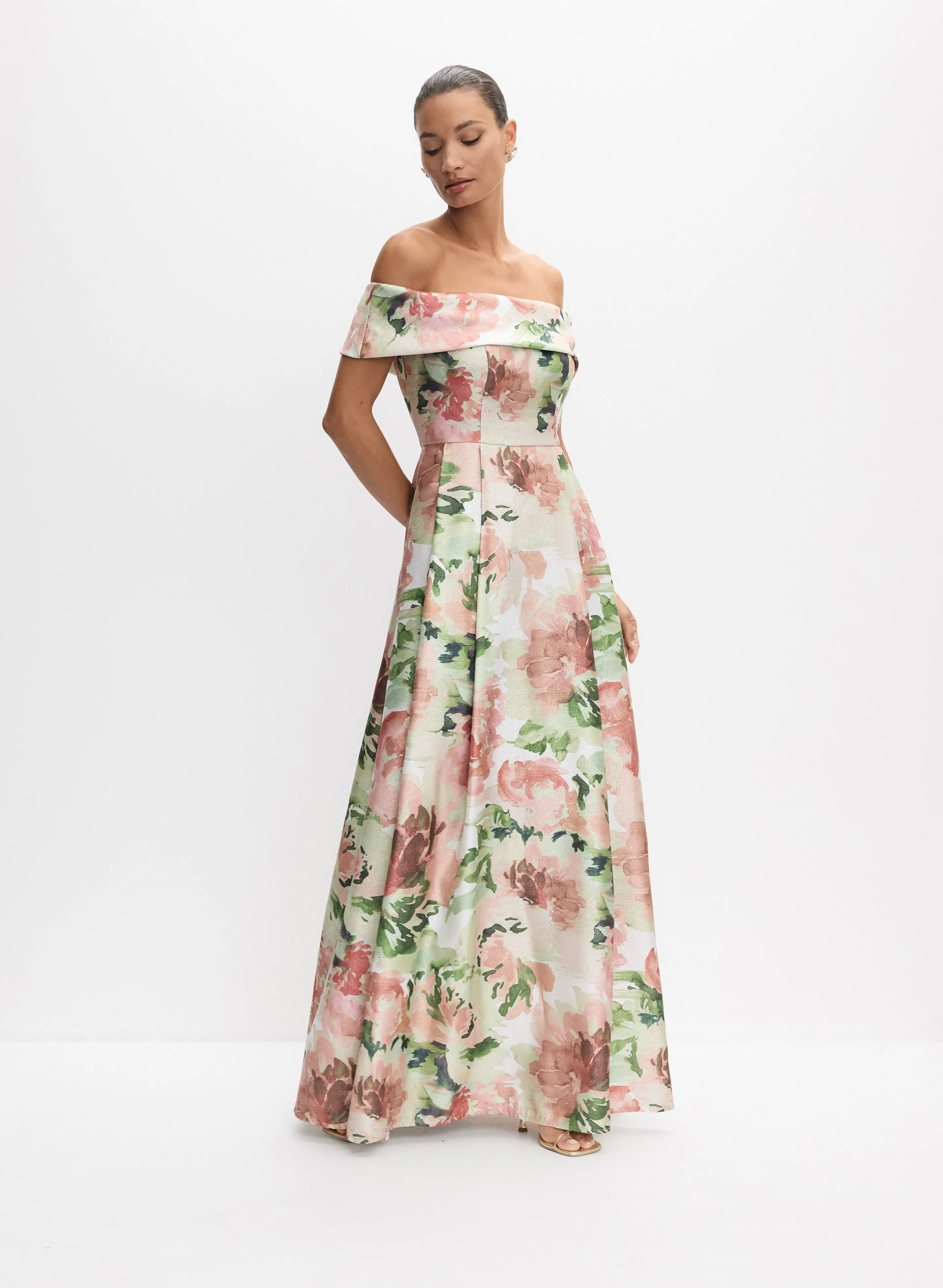 Alex Evenings - Floral Off-Shoulder Gown