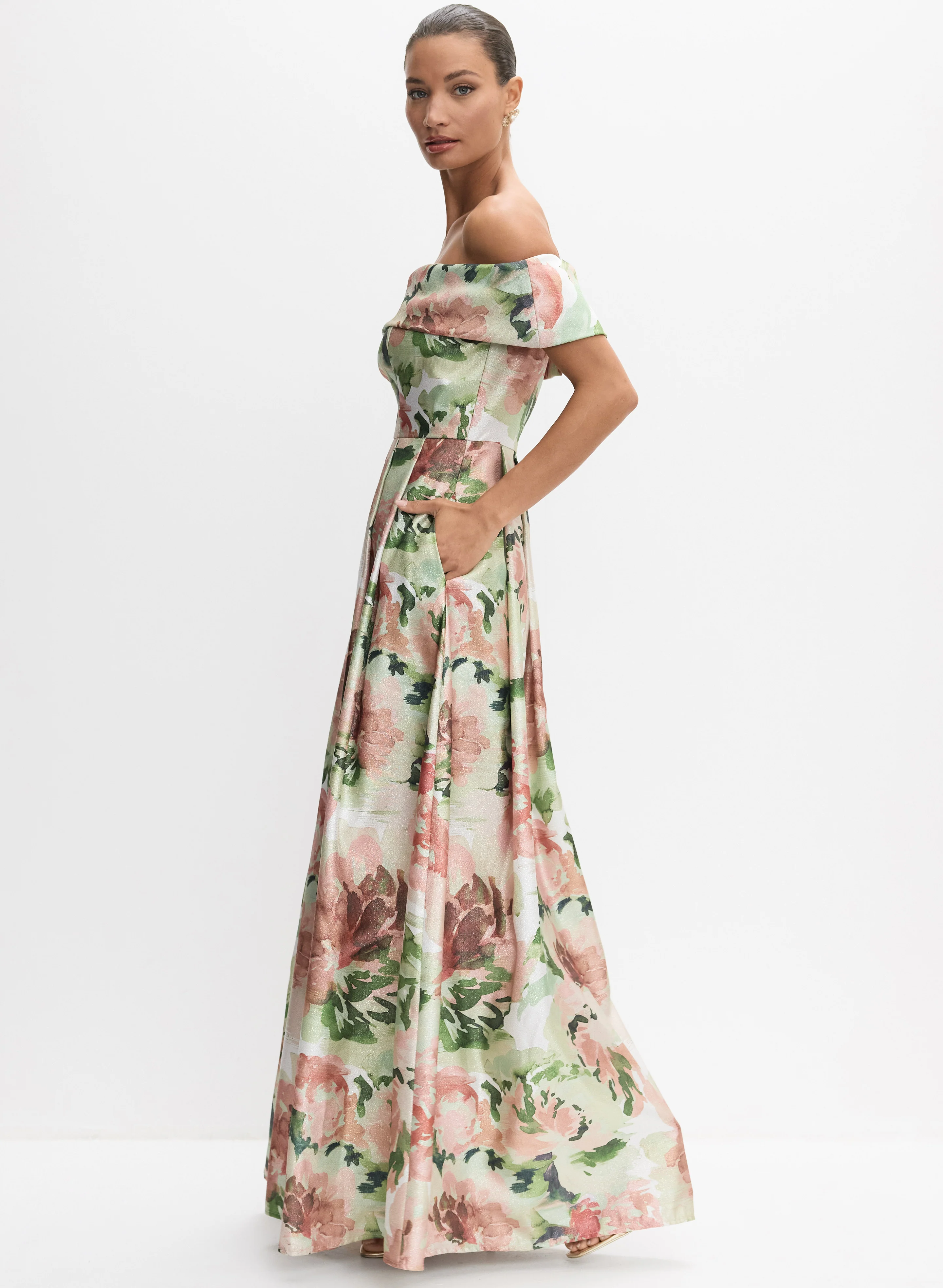 Alex Evenings - Floral Off-Shoulder Gown - Image 7