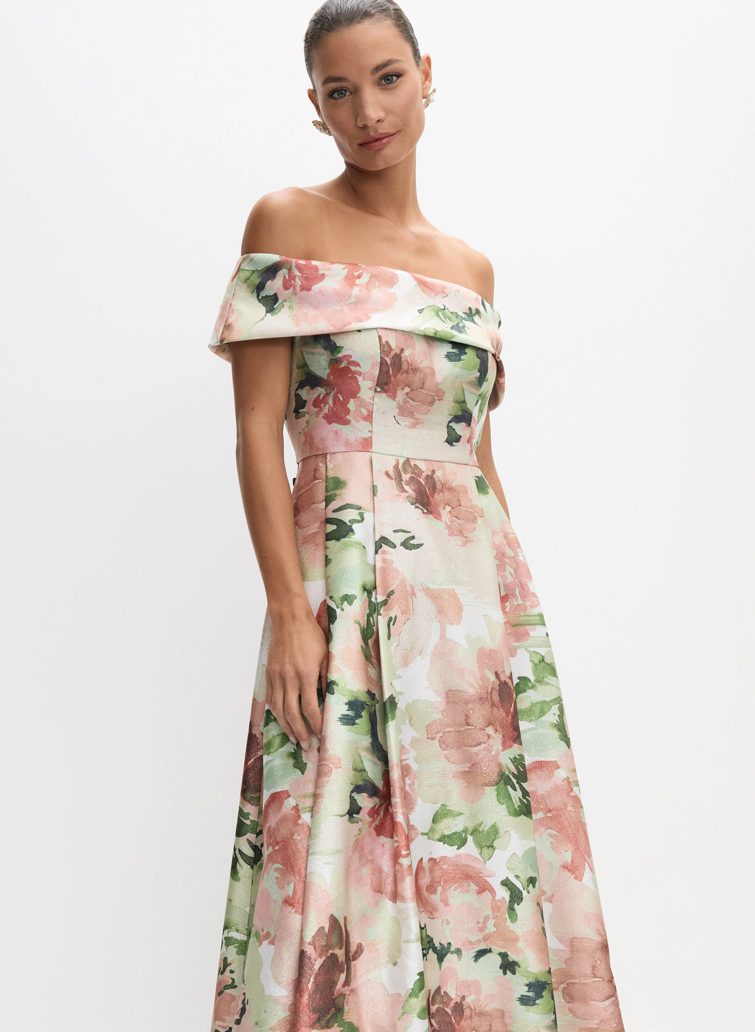 Alex Evenings - Floral Off-Shoulder Gown - Image 8
