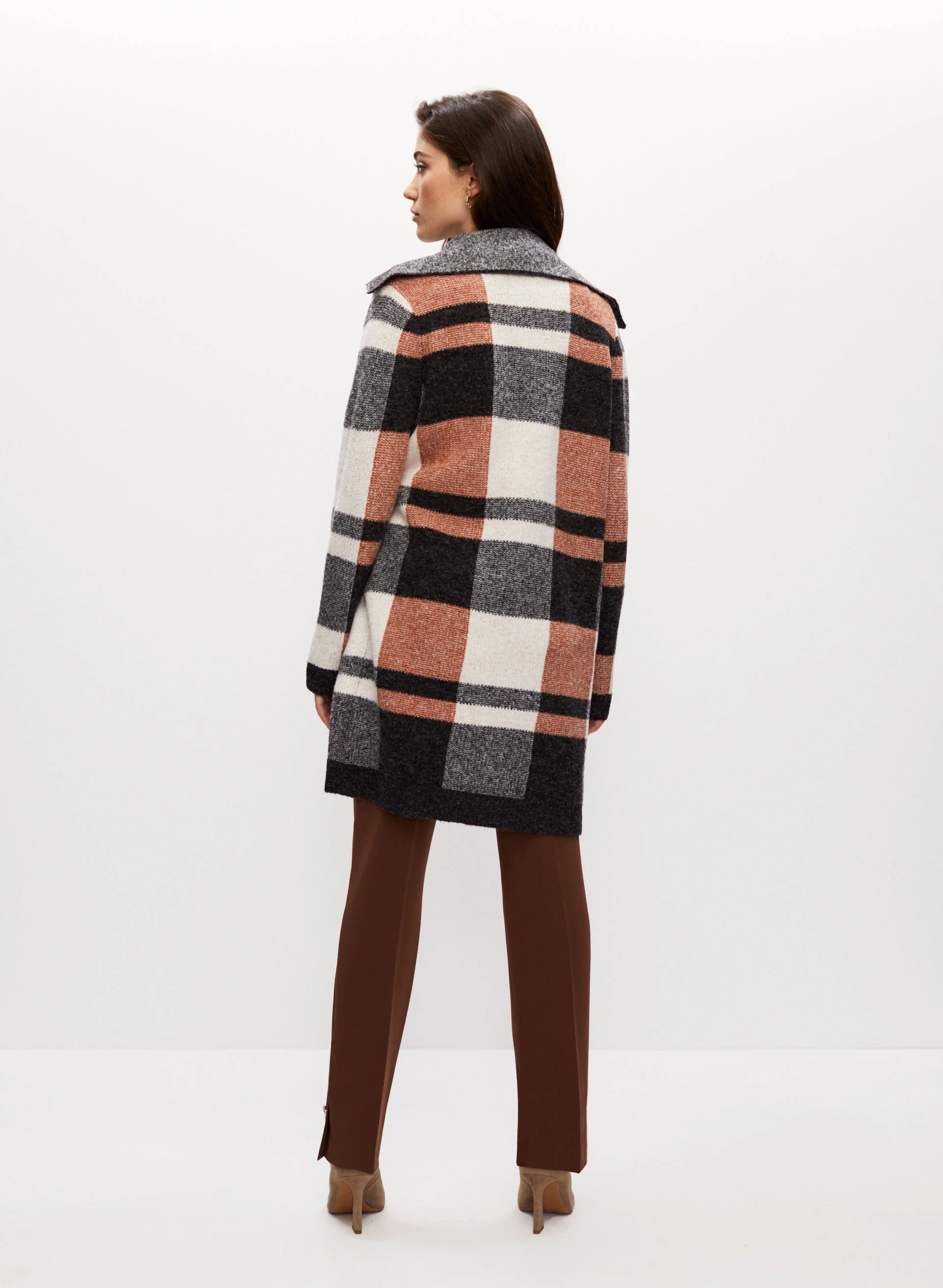 Angora Blend Plaid Motif Cardigan - Image 4