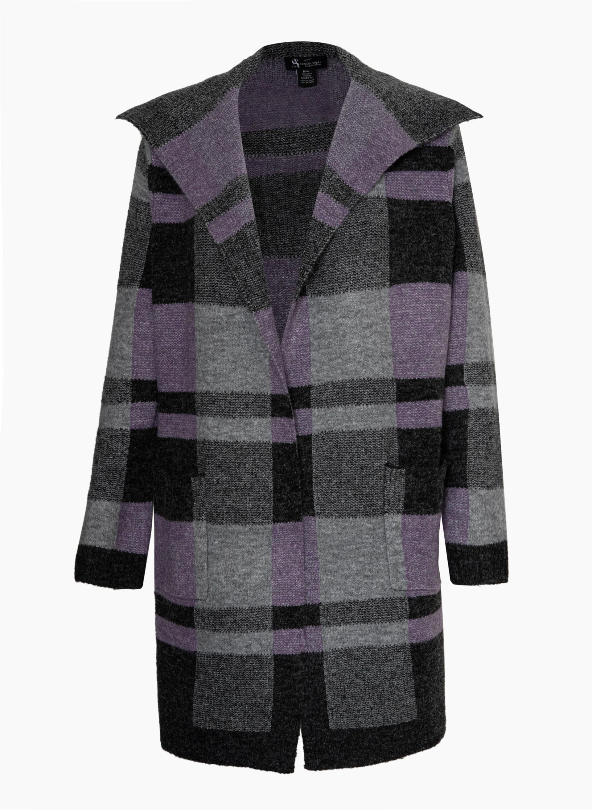 Angora Blend Plaid Motif Cardigan - Image 6
