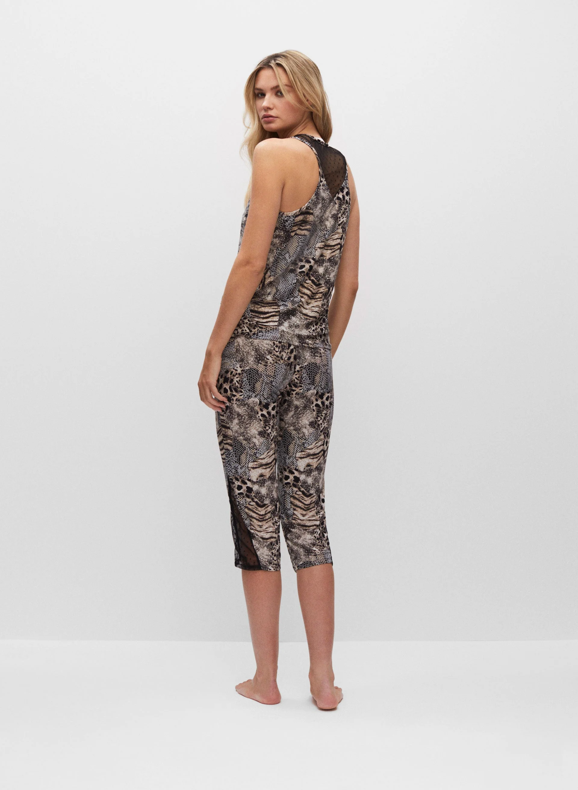Animal Print Lace Trim Pyjama Set - Image 2