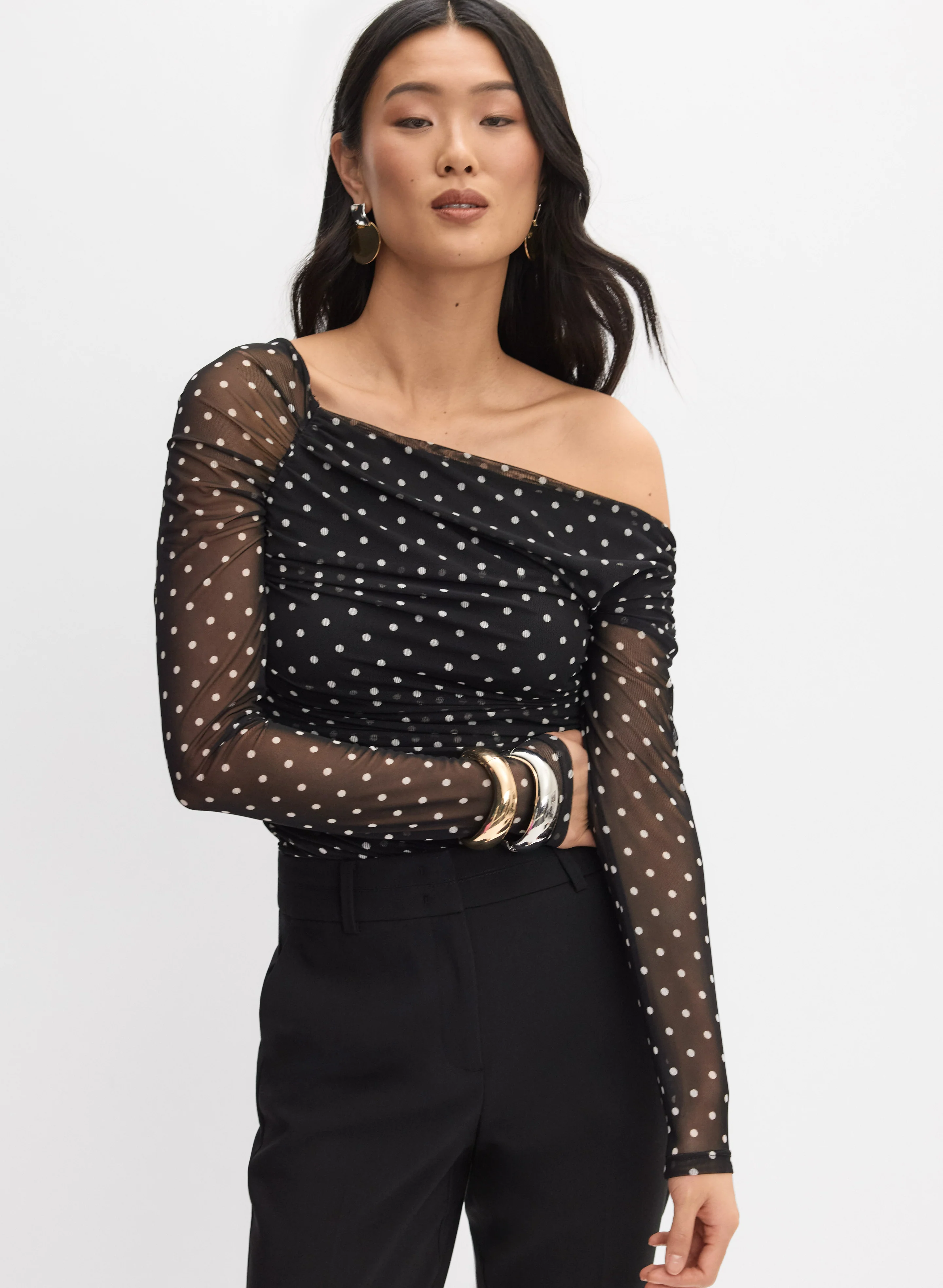 Asymmetric Polka Dot Top