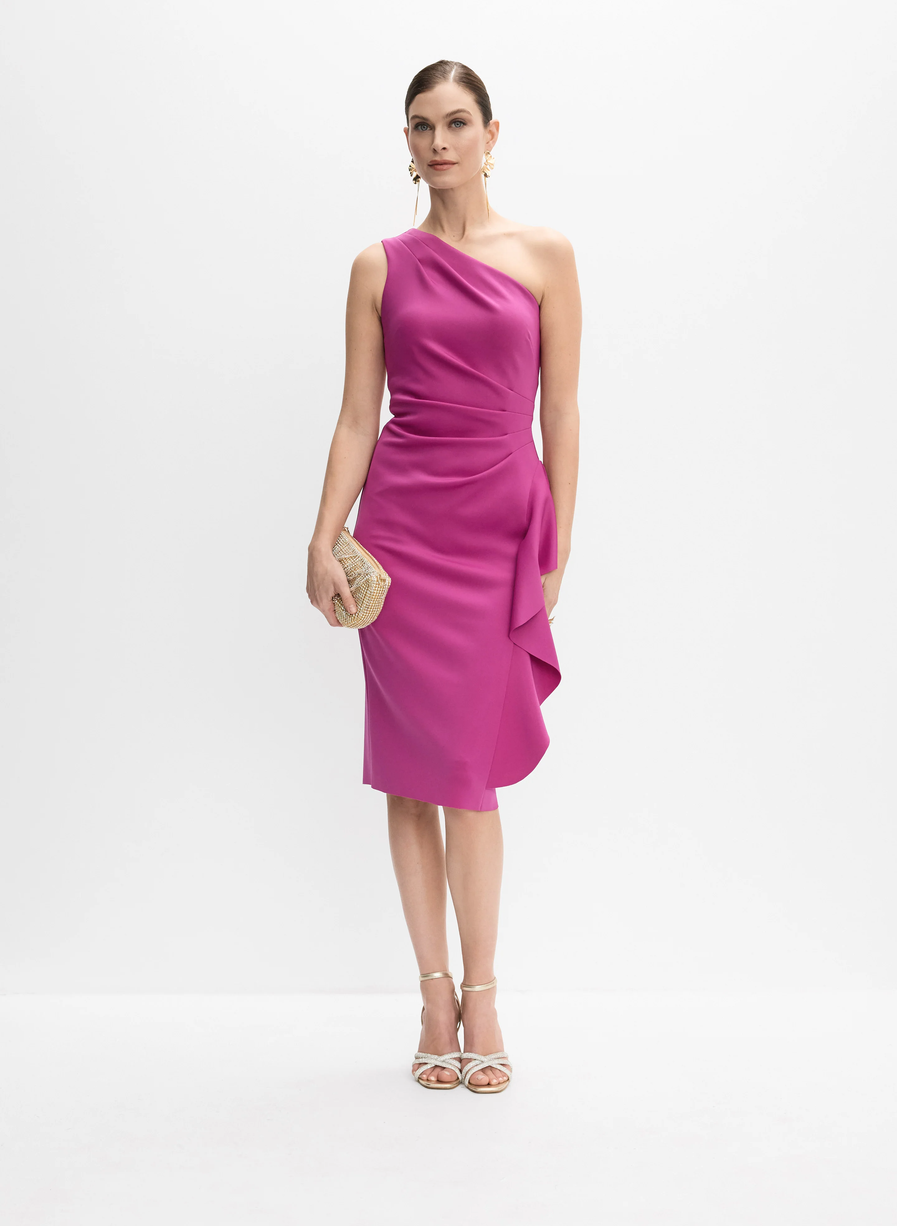 BA Nites - Asymmetric Waterfall Flounce Dress