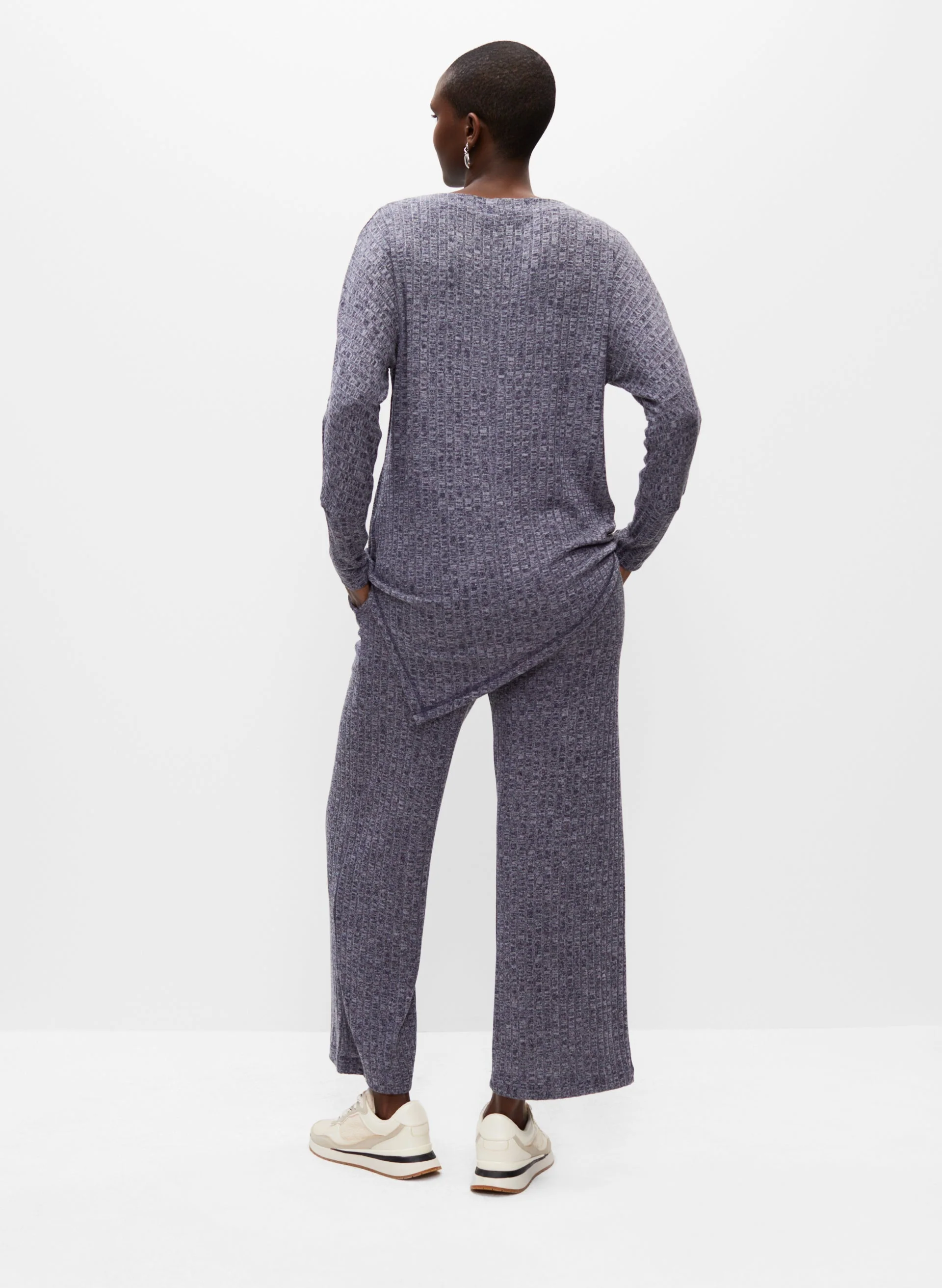 Asymmetrical Melange Knit Tunic - Image 3