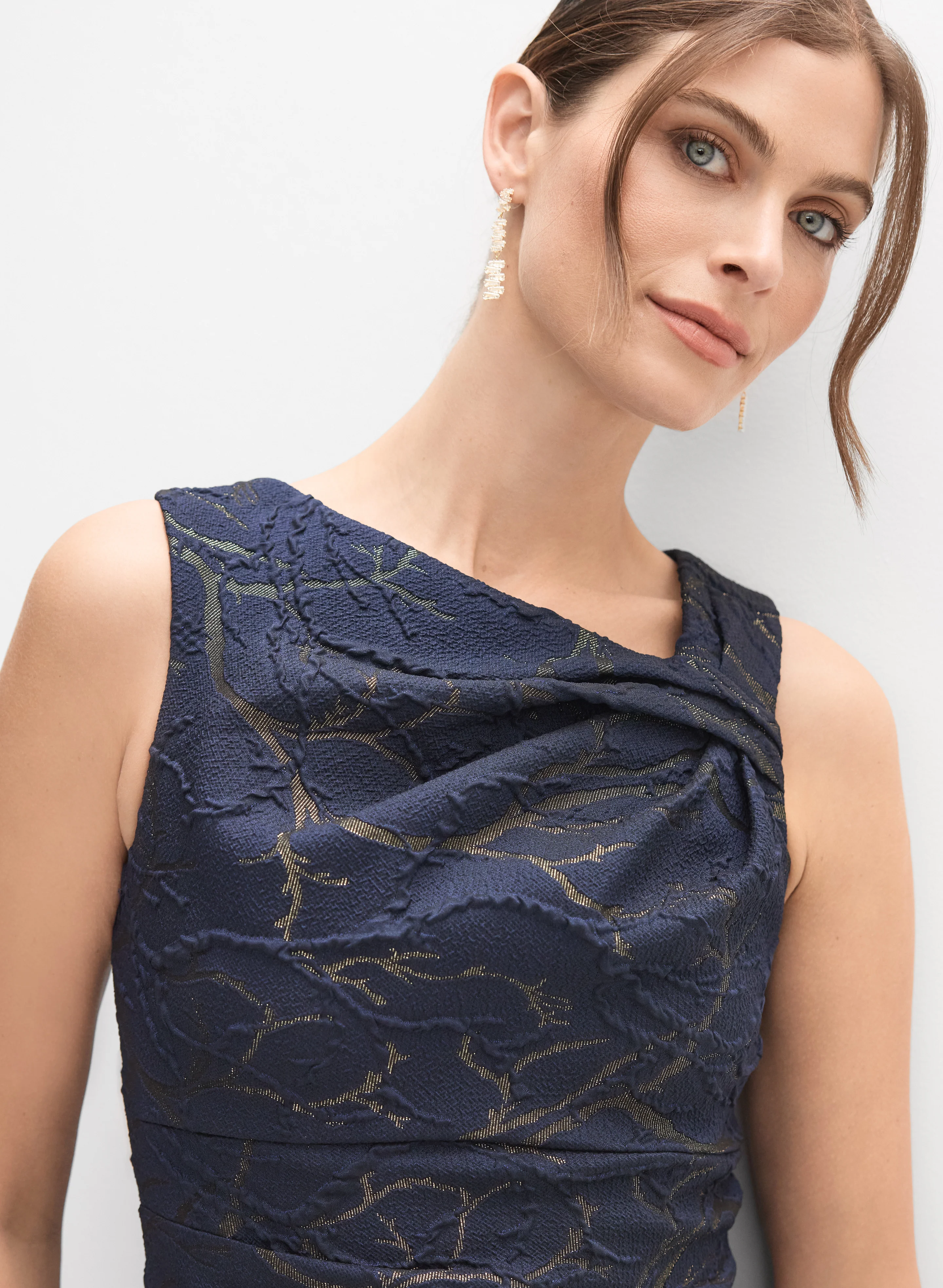 Adrianna Papell - Asymmetrical Neck Dress - Image 3