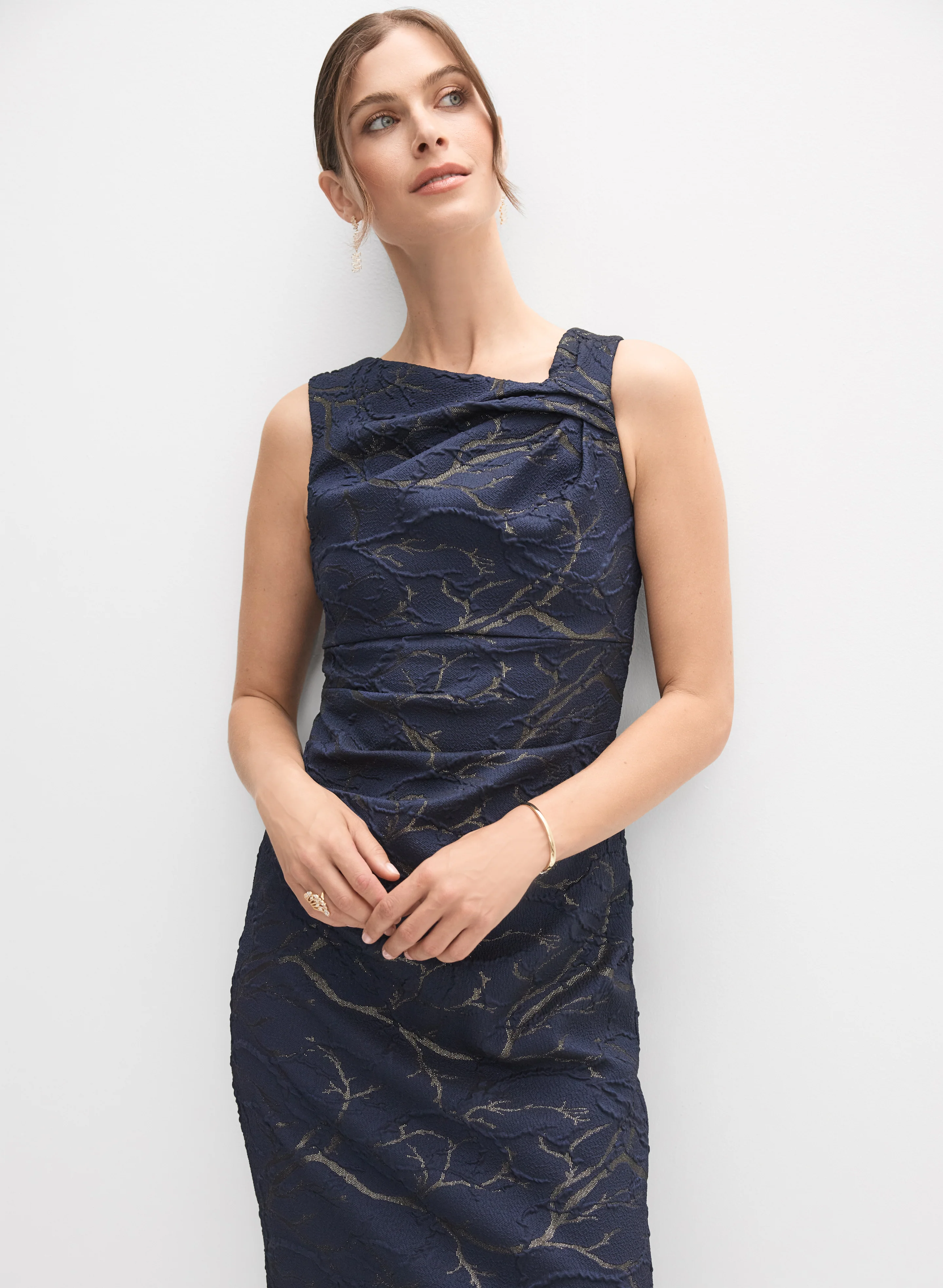 Adrianna Papell - Asymmetrical Neck Dress - Image 7
