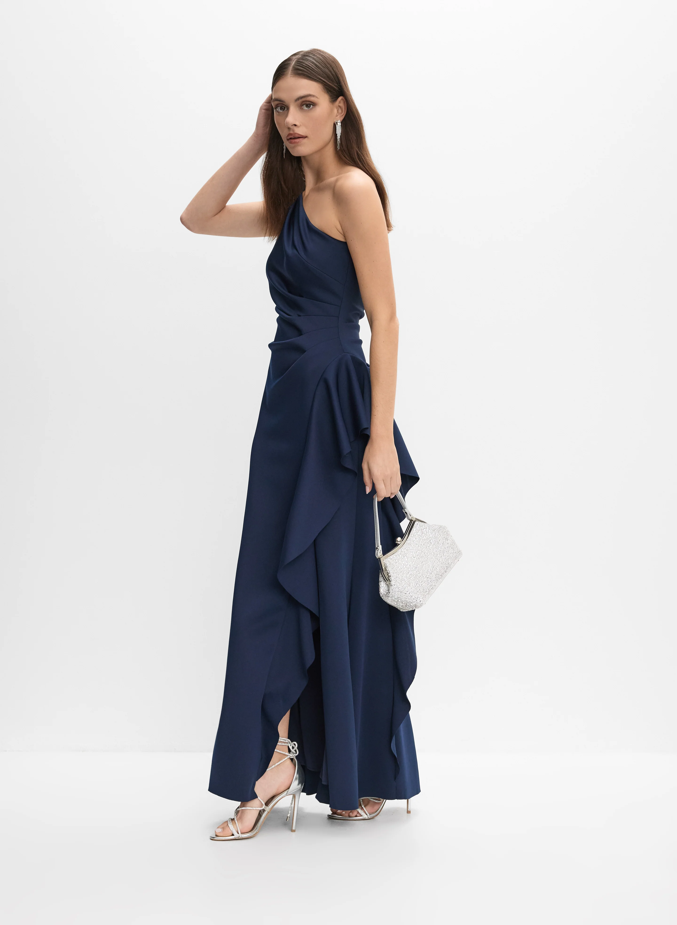 BA Nites - Asymmetric Waterfall Ruffle Dress - Image 2