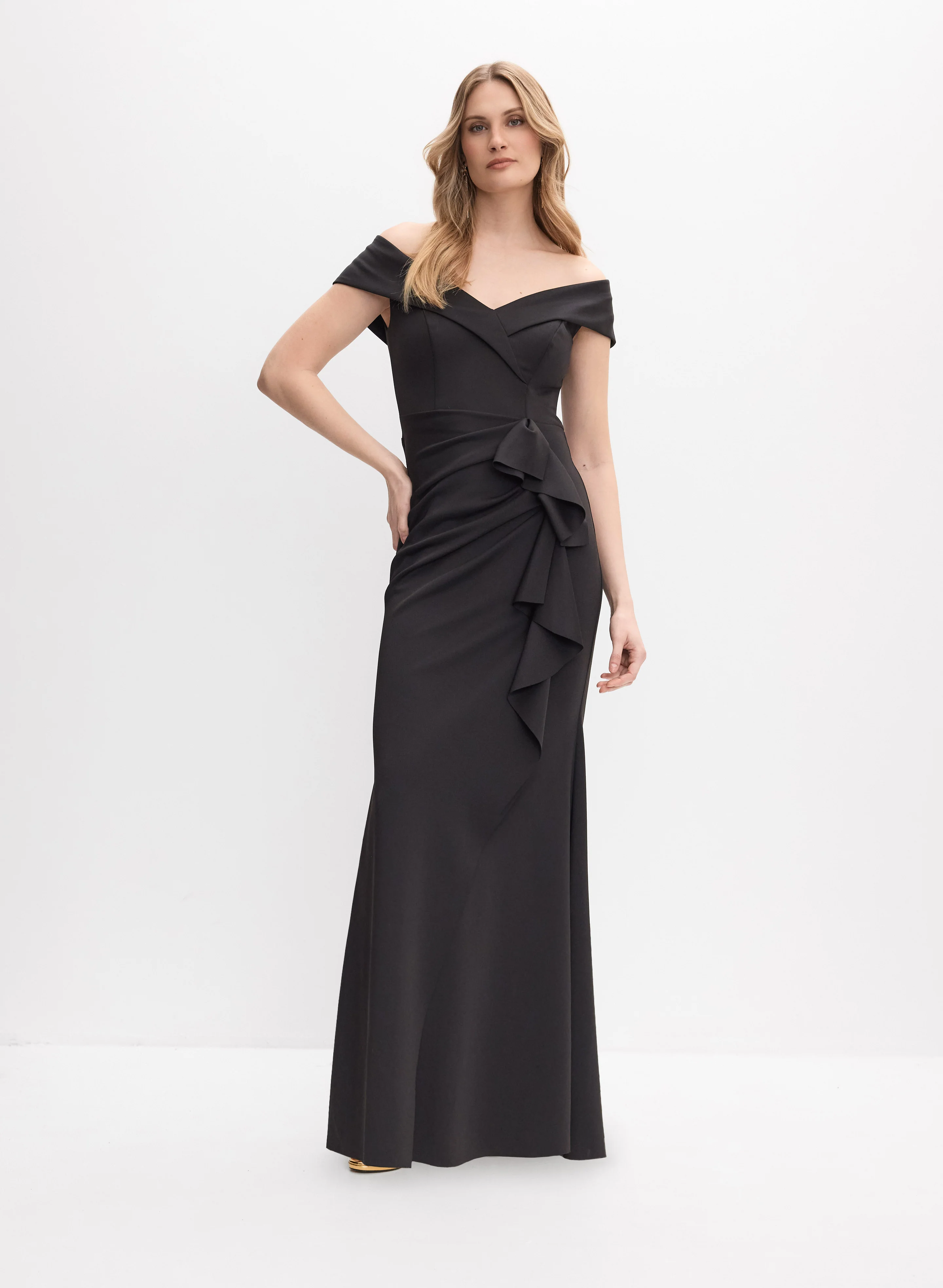 BA Nites - Off-The-Shoulder Ruffle Dress