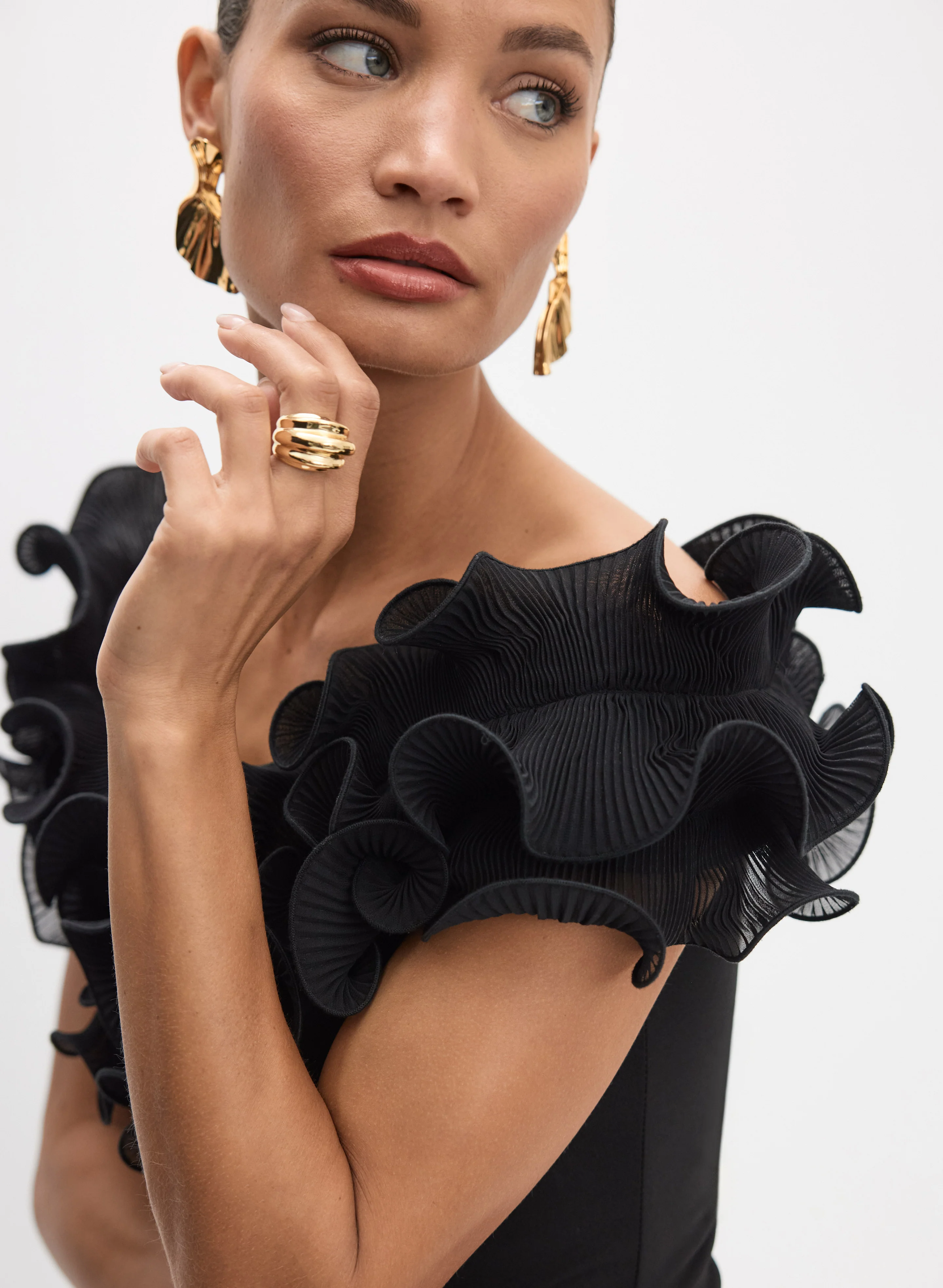 BA Nites - Ruffled Off-The-Shoulder Dress - Image 3