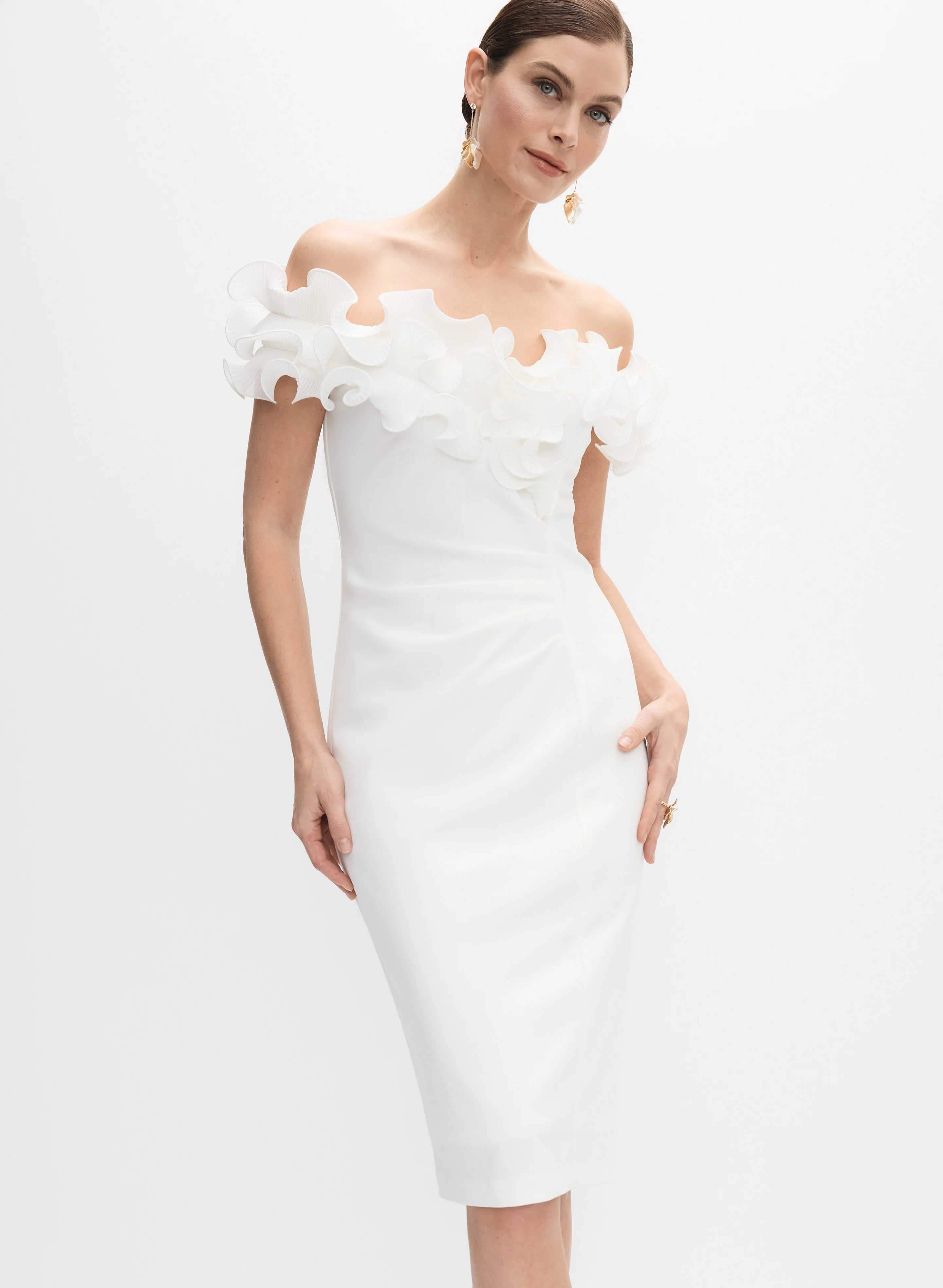 BA Nites - Ruffled Off-The-Shoulder Dress - Image 8