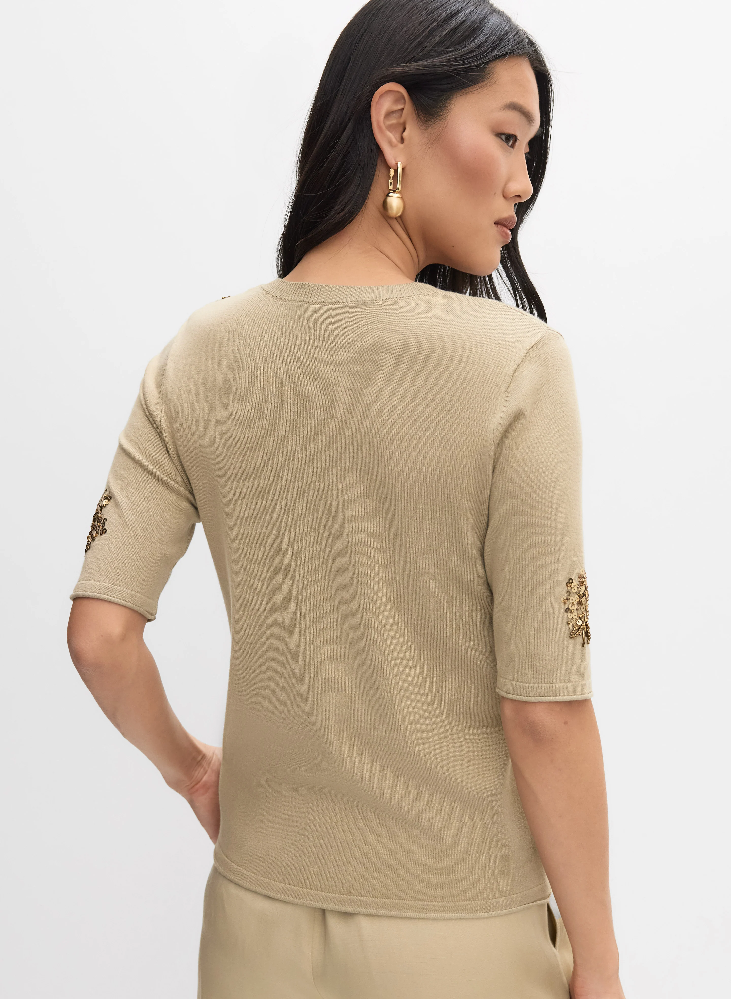 Bead & Sequin Leaf Pullover - Image 4