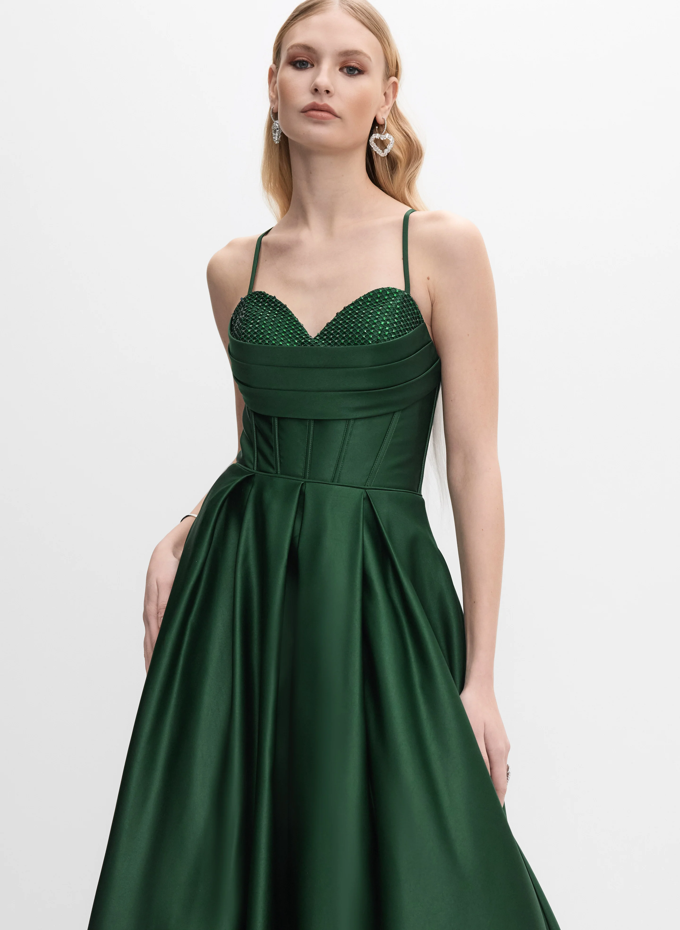 Beaded Corset Satin Gown - Image 4