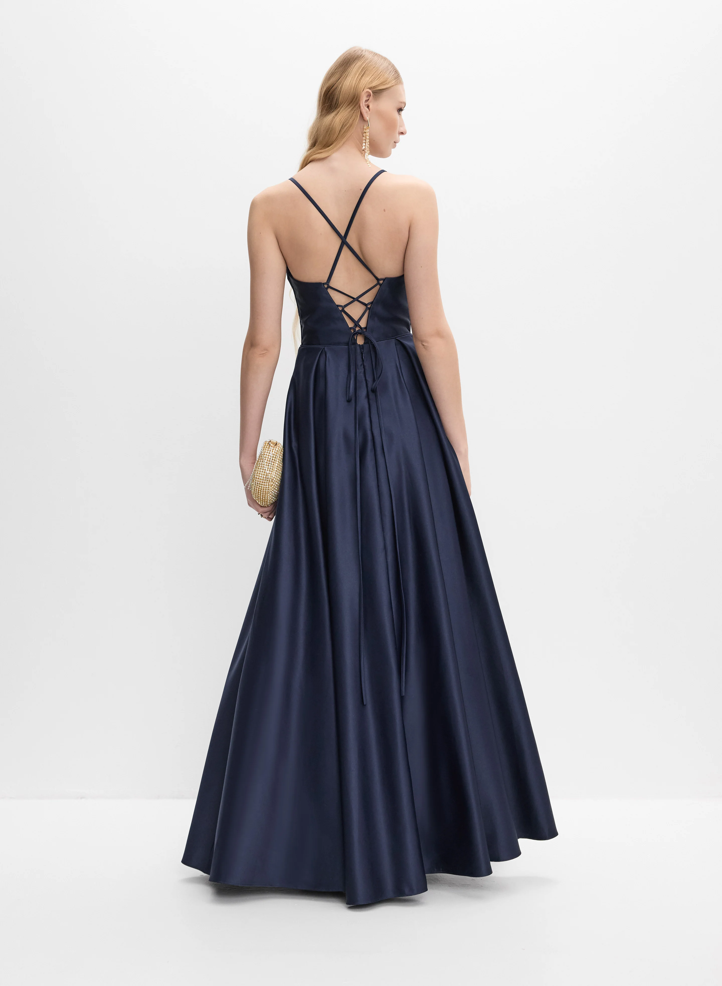 Beaded Corset Satin Gown - Image 5