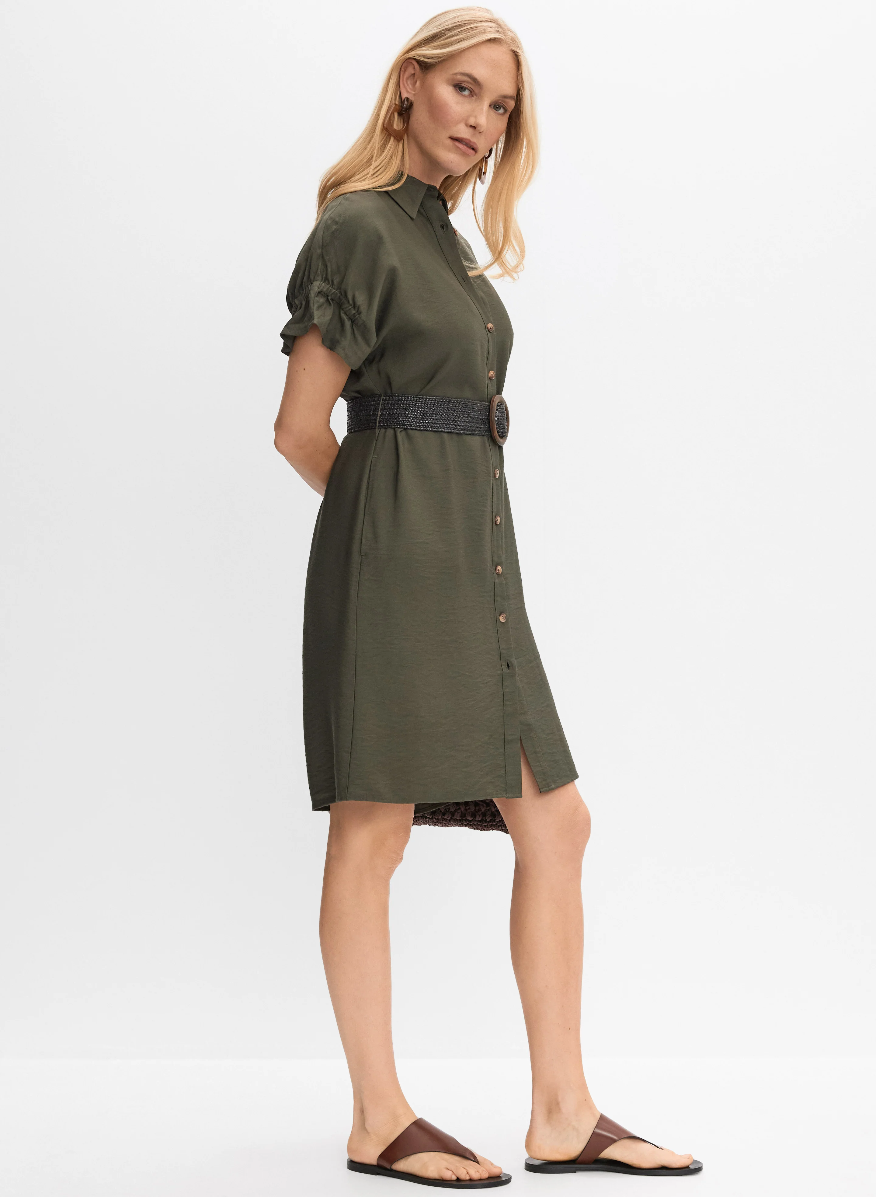 Belted Button-Down Shirt Dress - Image 8