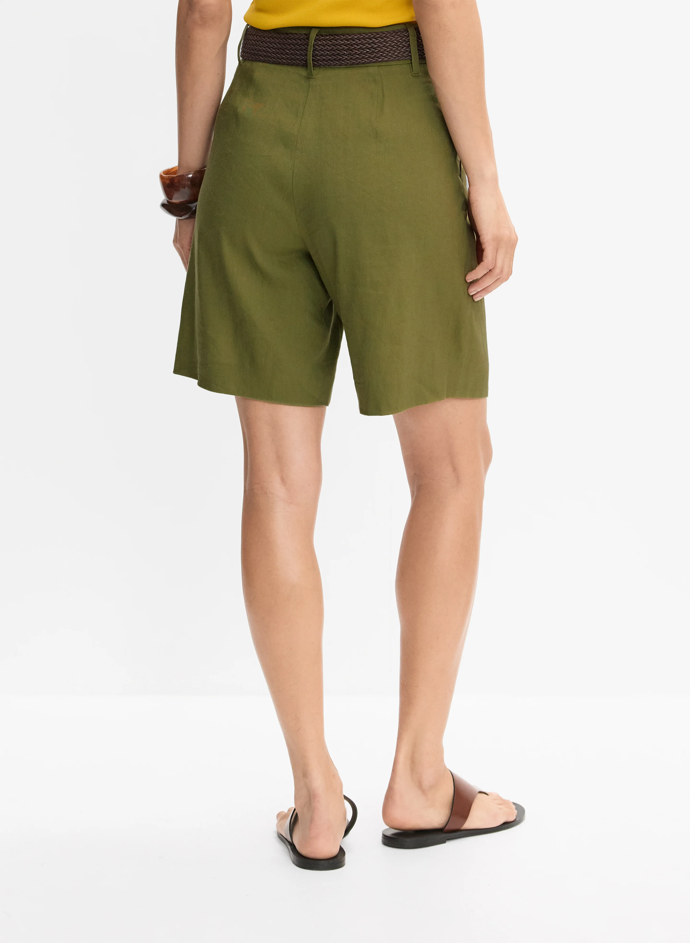 Belted Linen-Blend Shorts - Image 2