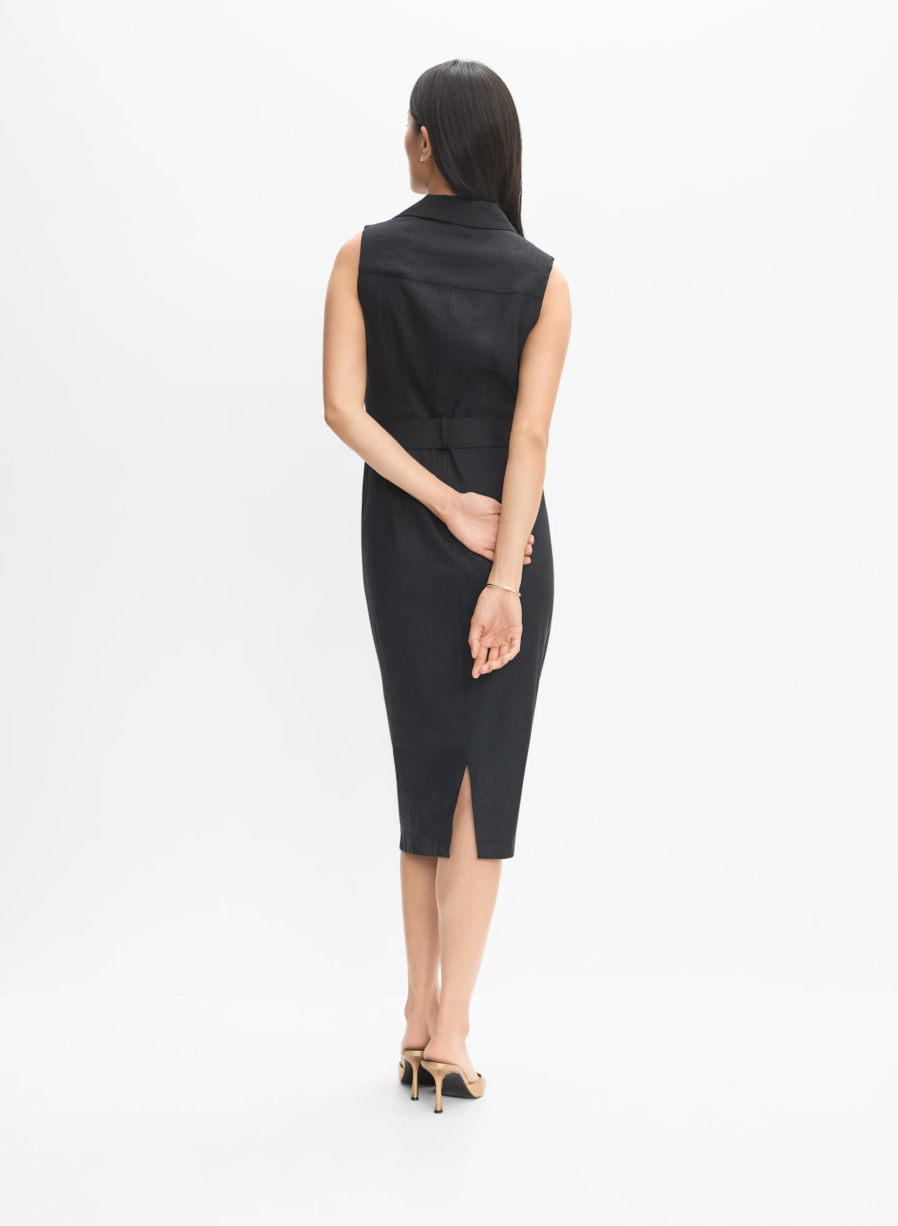 Belted Stretch-Linen Dress - Image 5