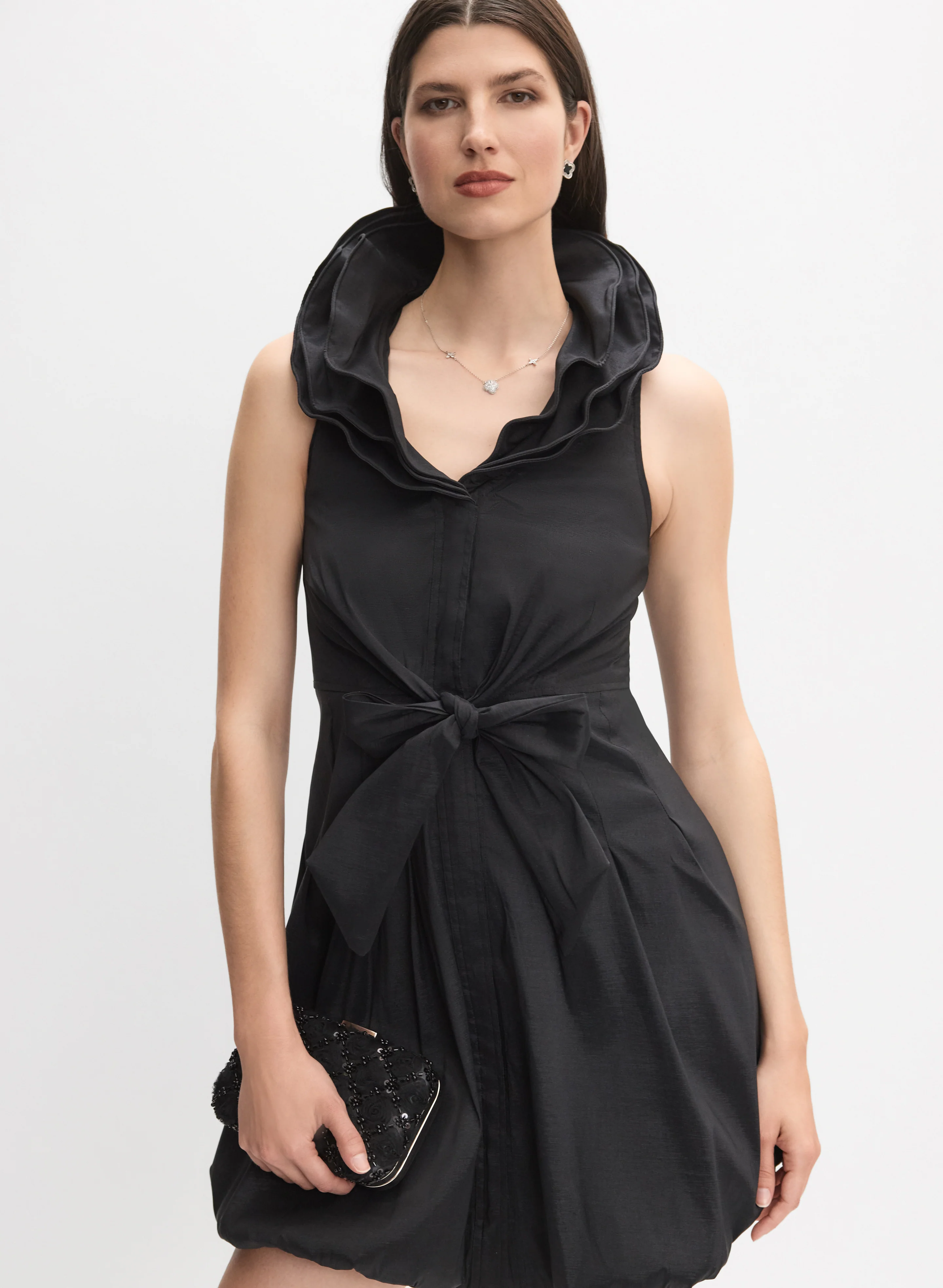 Belted Taffeta Dress - Image 4