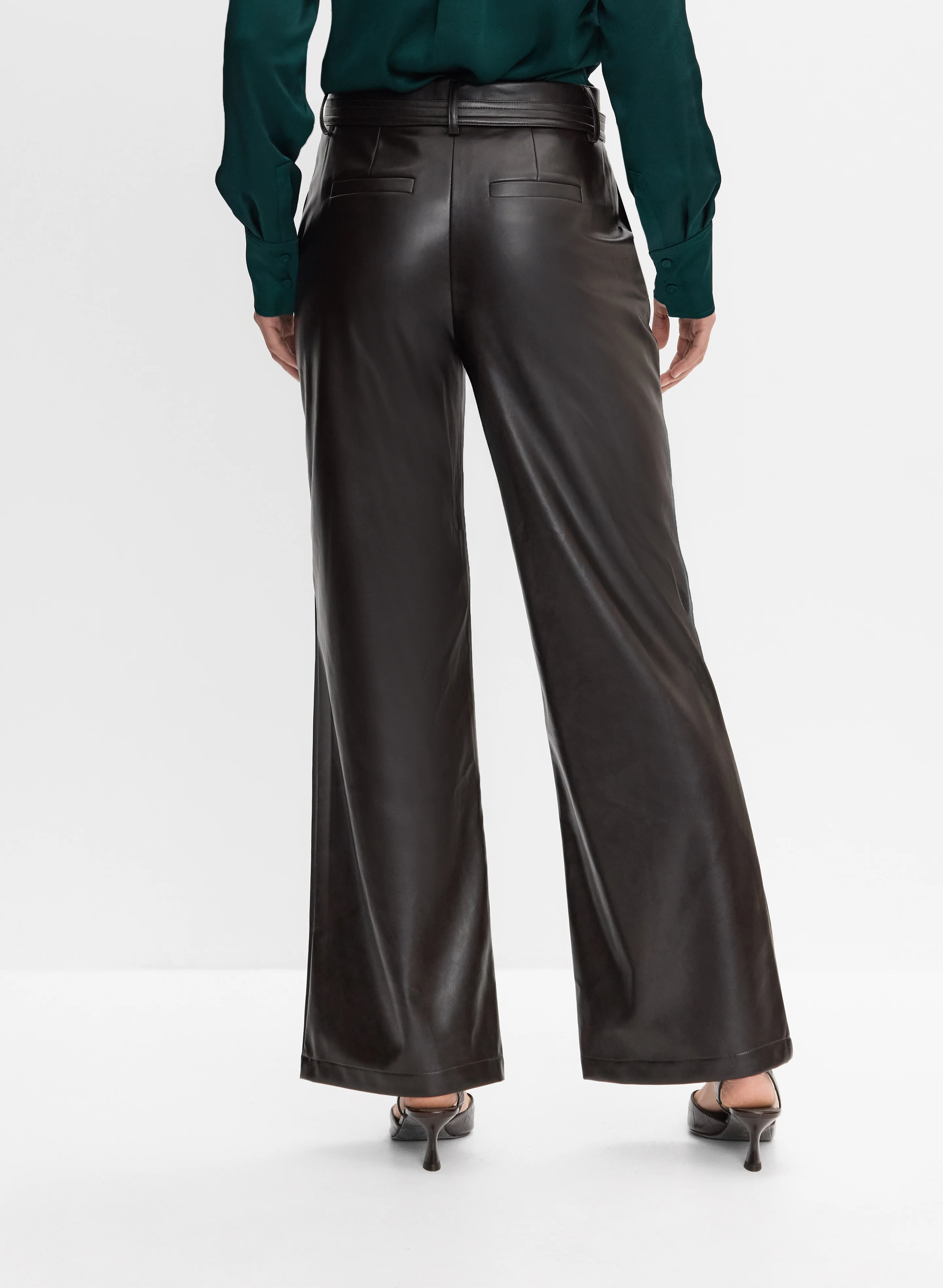 Belted Vegan Leather Trousers - Image 2