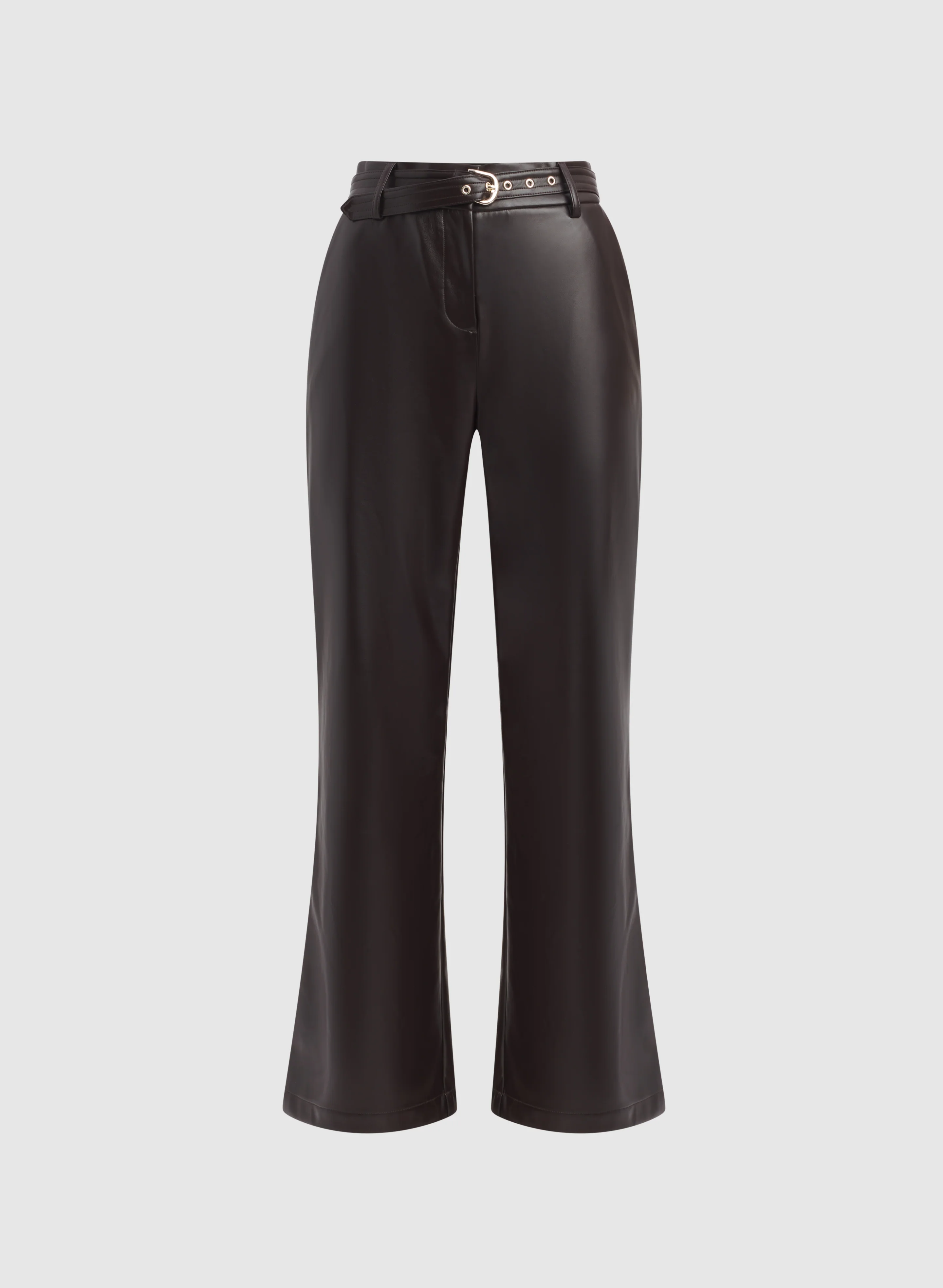 Belted Vegan Leather Trousers - Image 6
