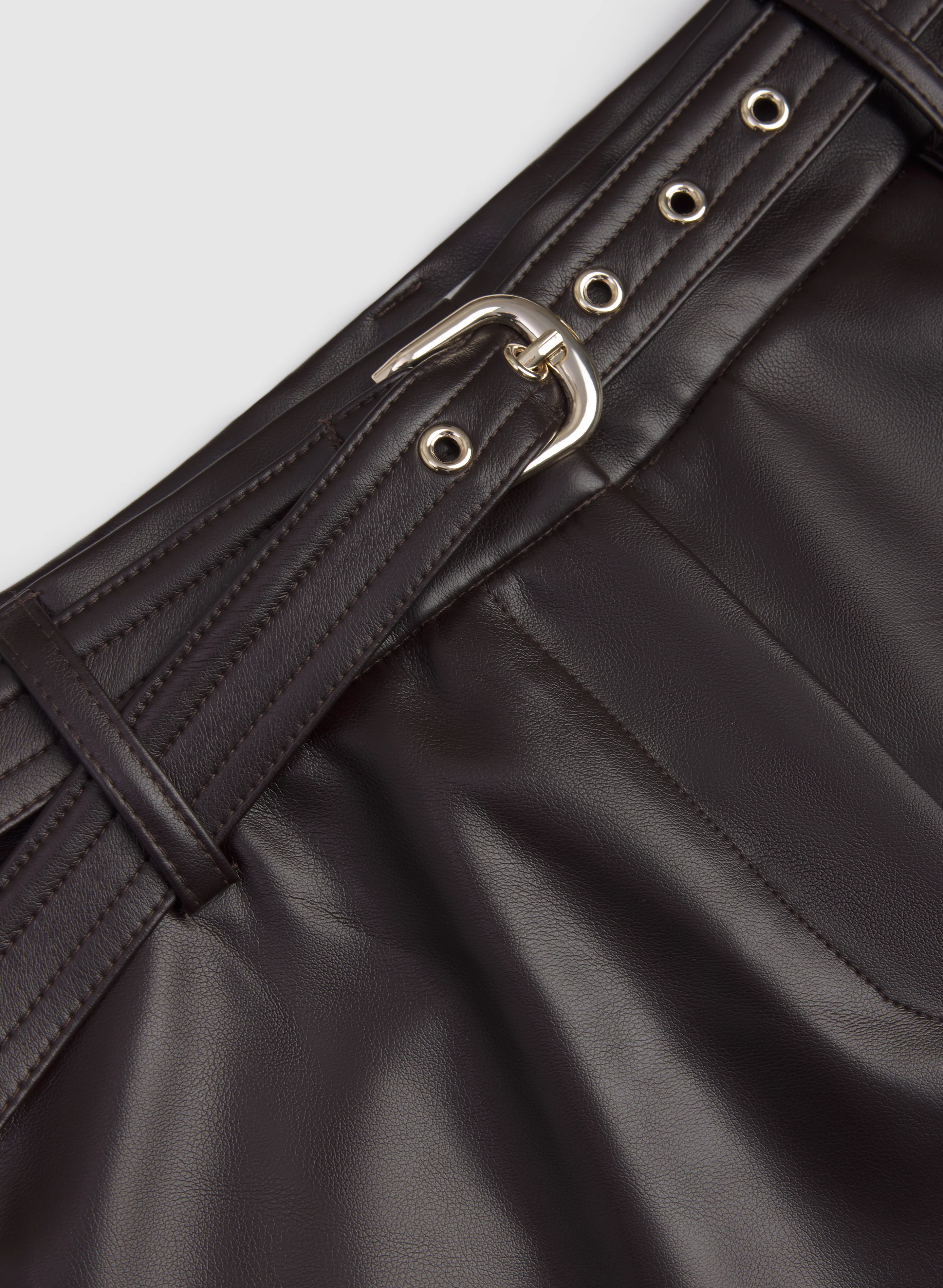 Belted Vegan Leather Trousers - Image 7