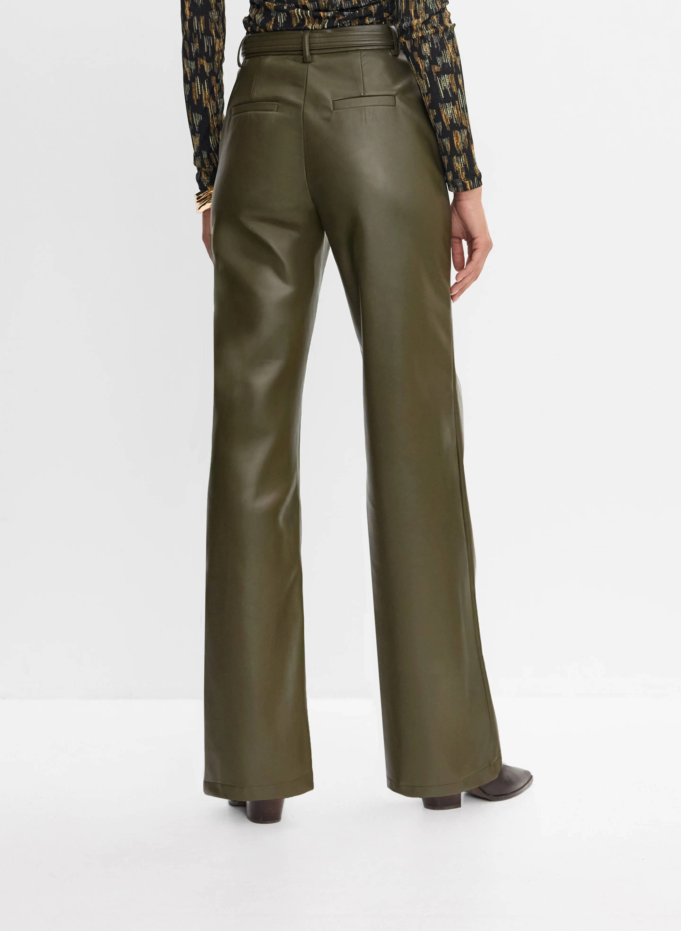 Belted Vegan Leather Trousers - Image 2