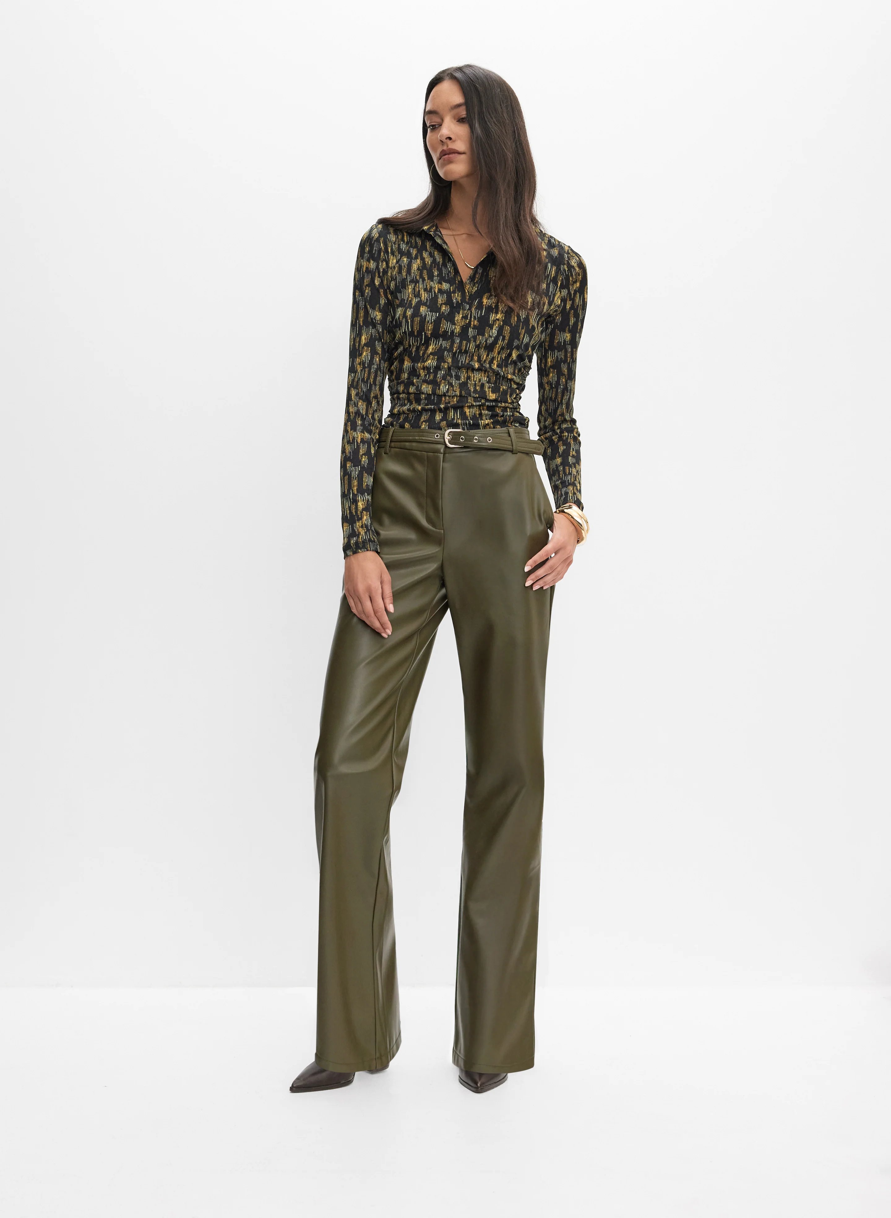 Belted Vegan Leather Trousers - Image 3