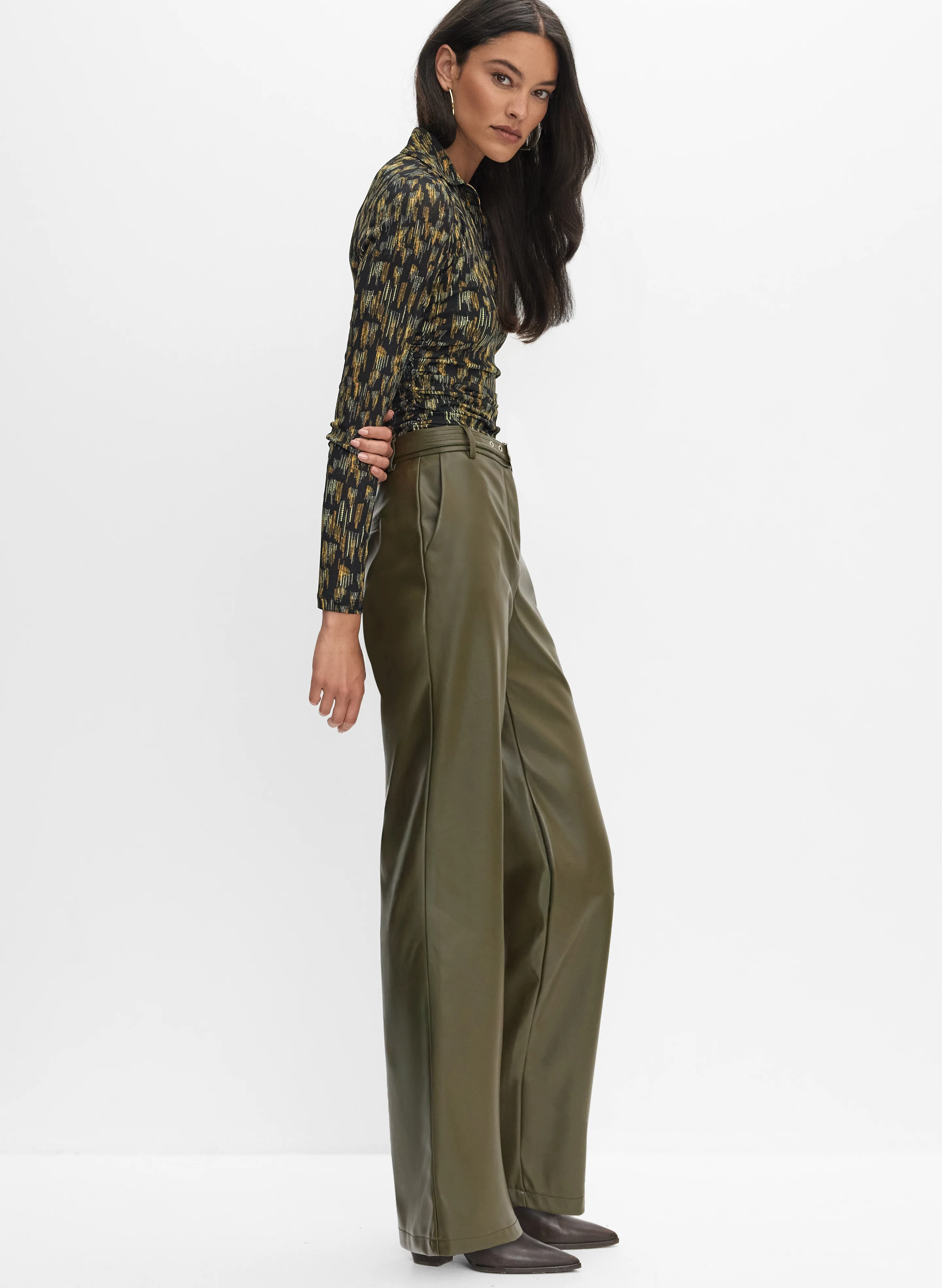 Belted Vegan Leather Trousers - Image 5