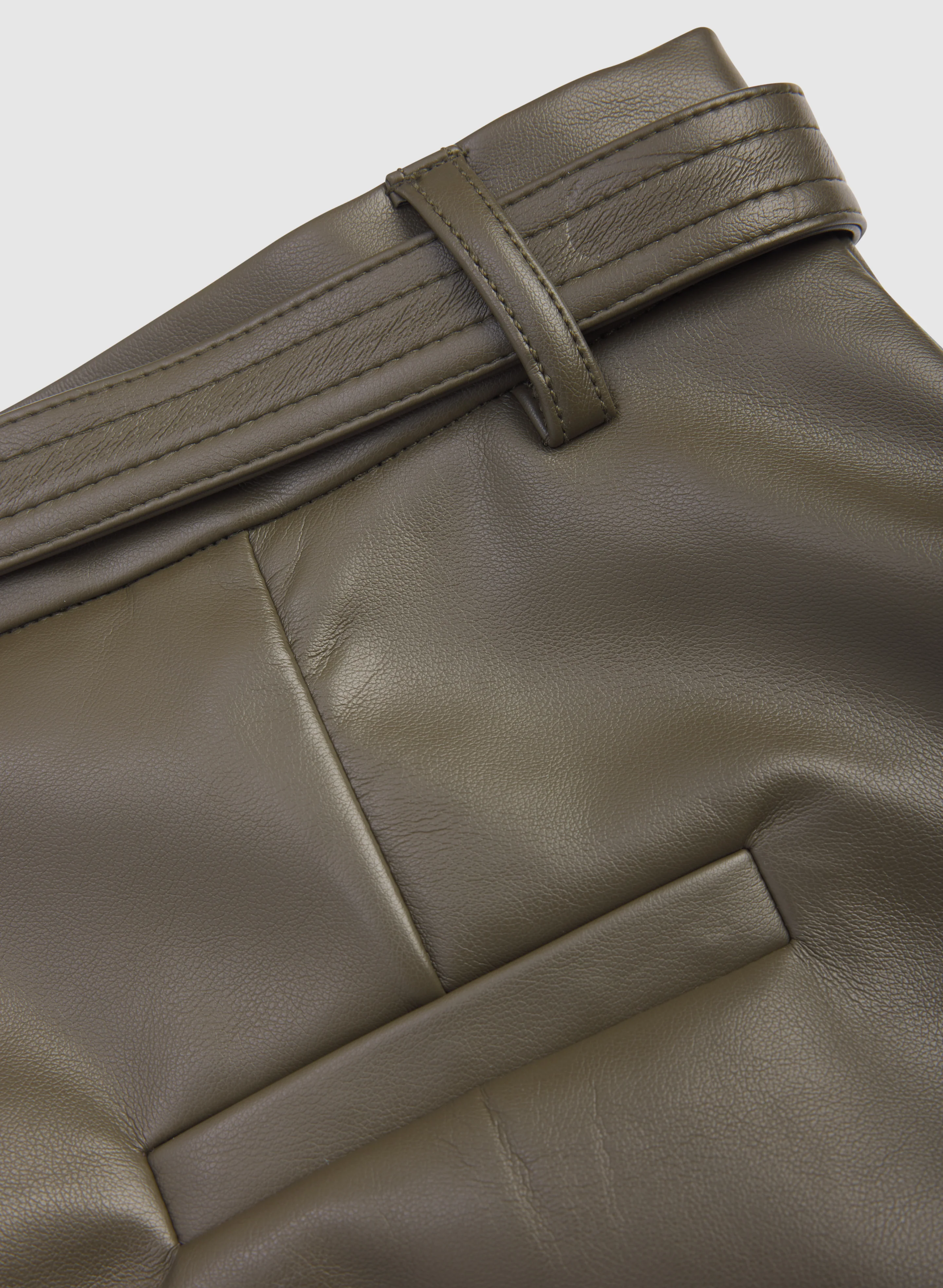 Belted Vegan Leather Trousers - Image 8