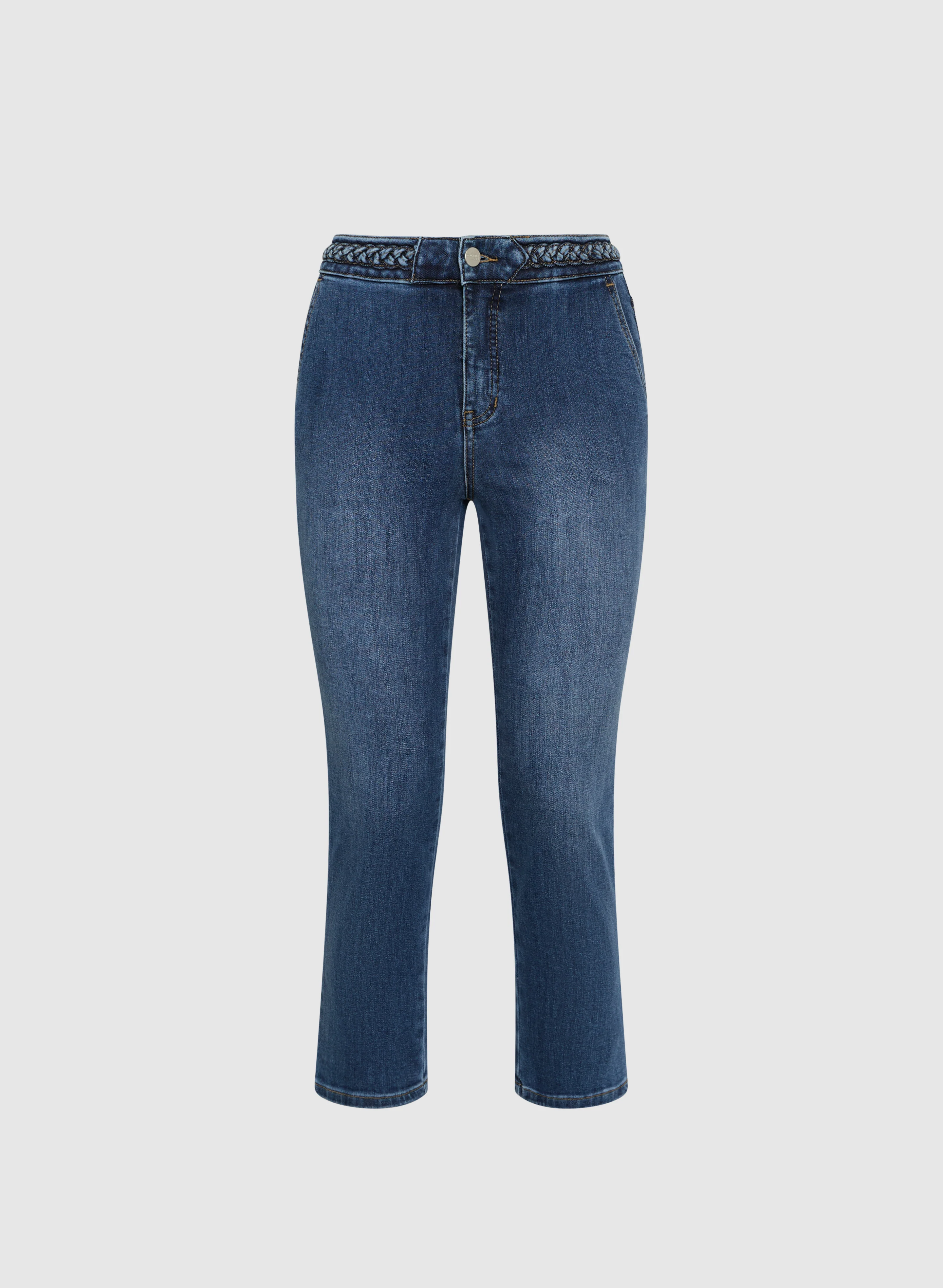 Braided Waist Trim Denim Capris - Image 6