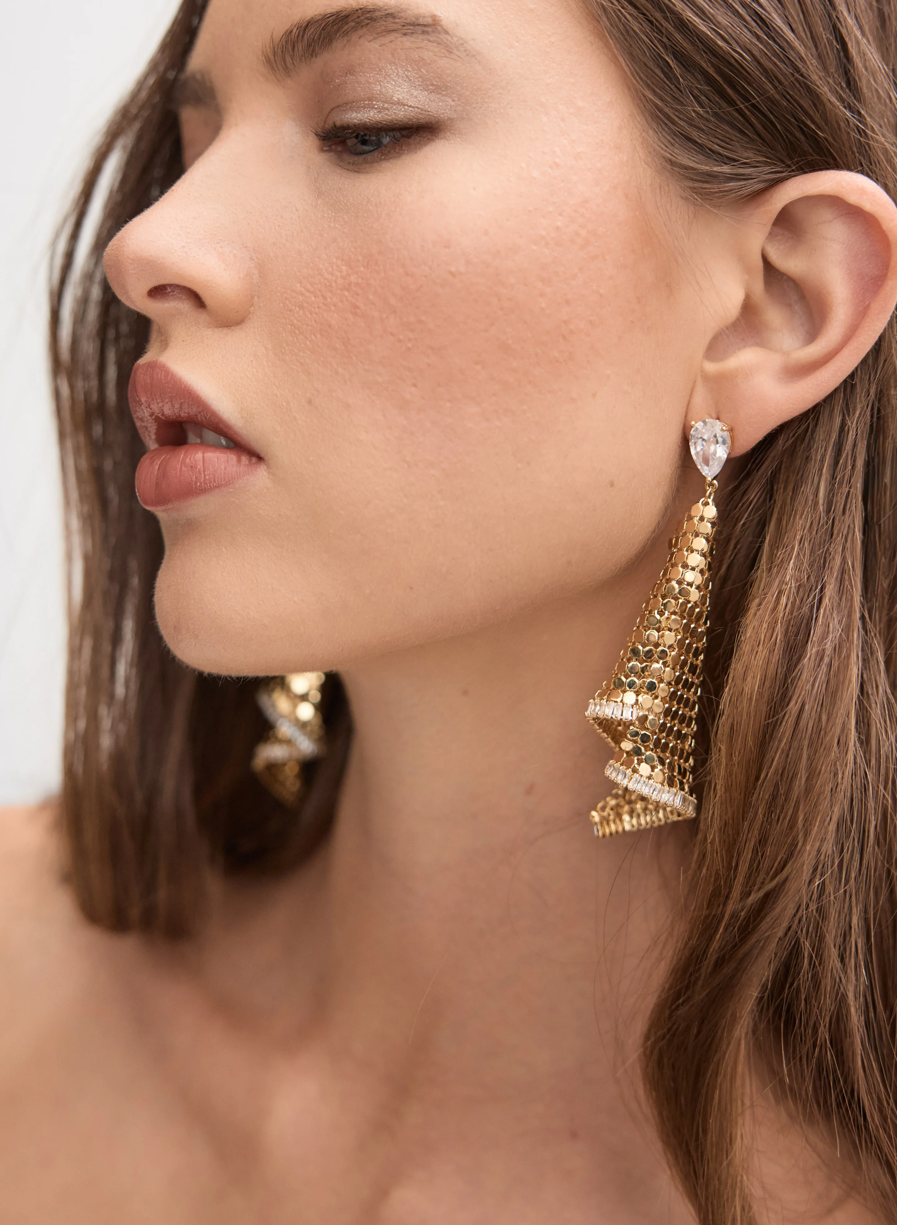 Brass Mesh Earrings - Image 2