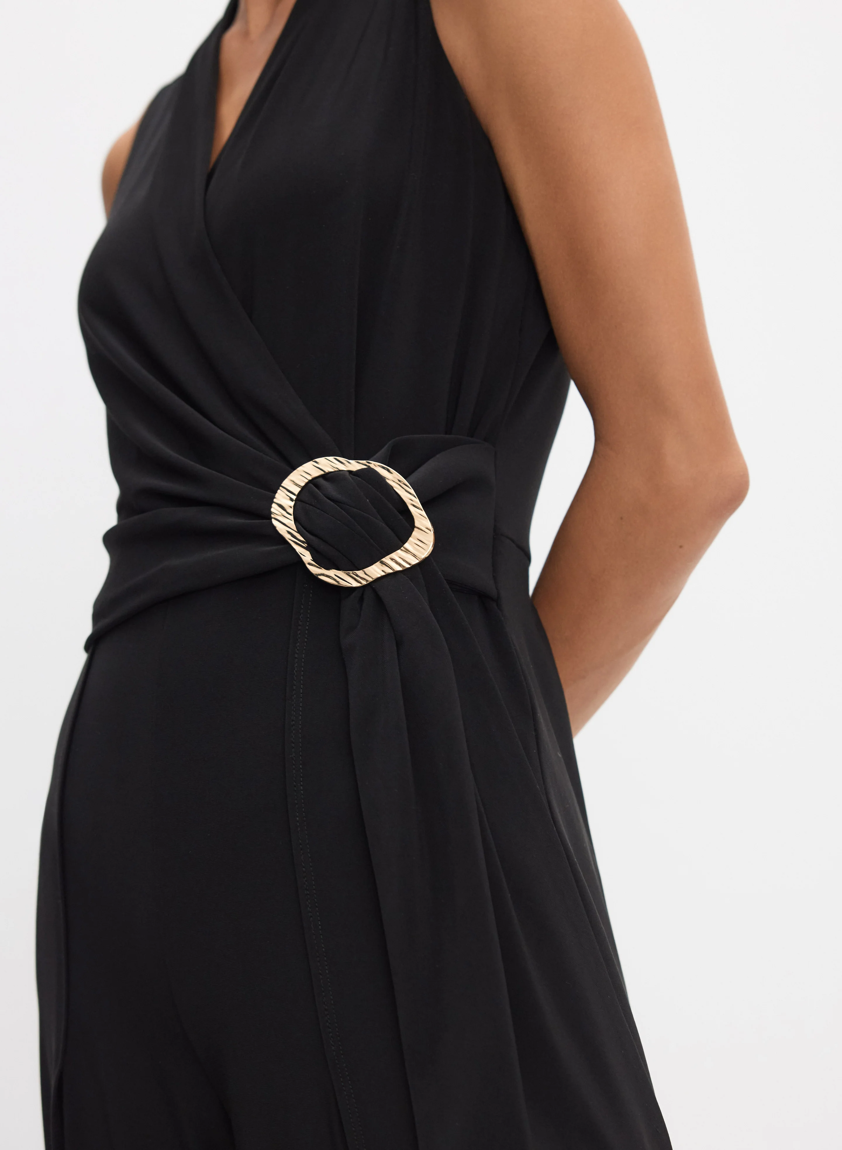 Brooch Fastened Wrap-Over Jumpsuit - Image 3
