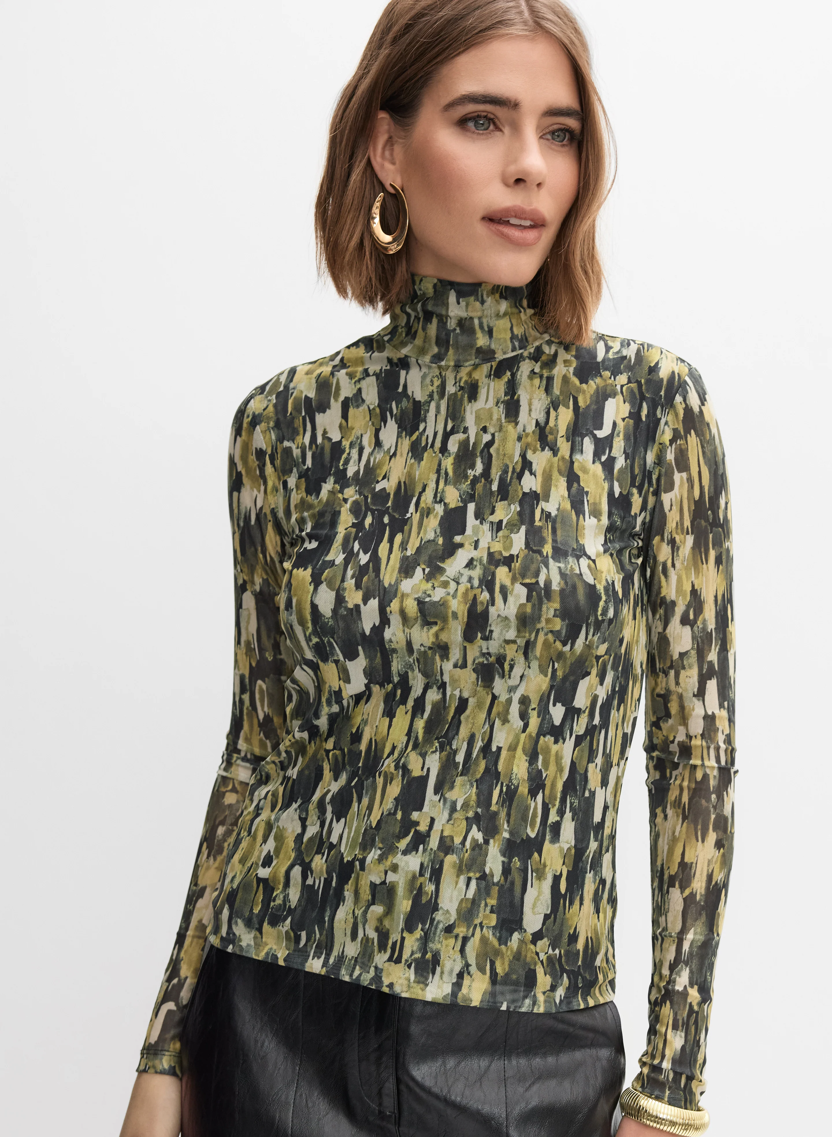 Brushed Print Mesh Top - Image 5