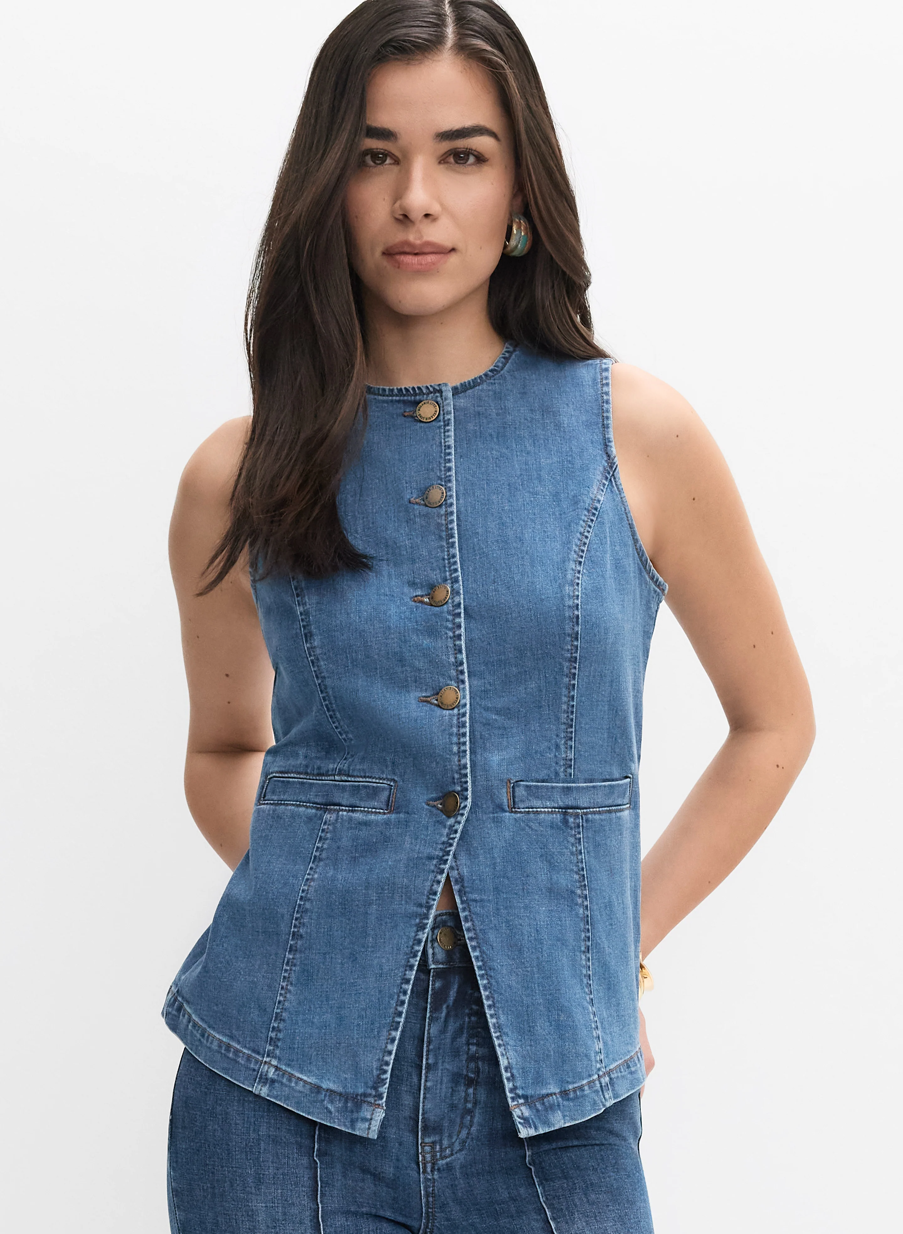 Button Denim Vest