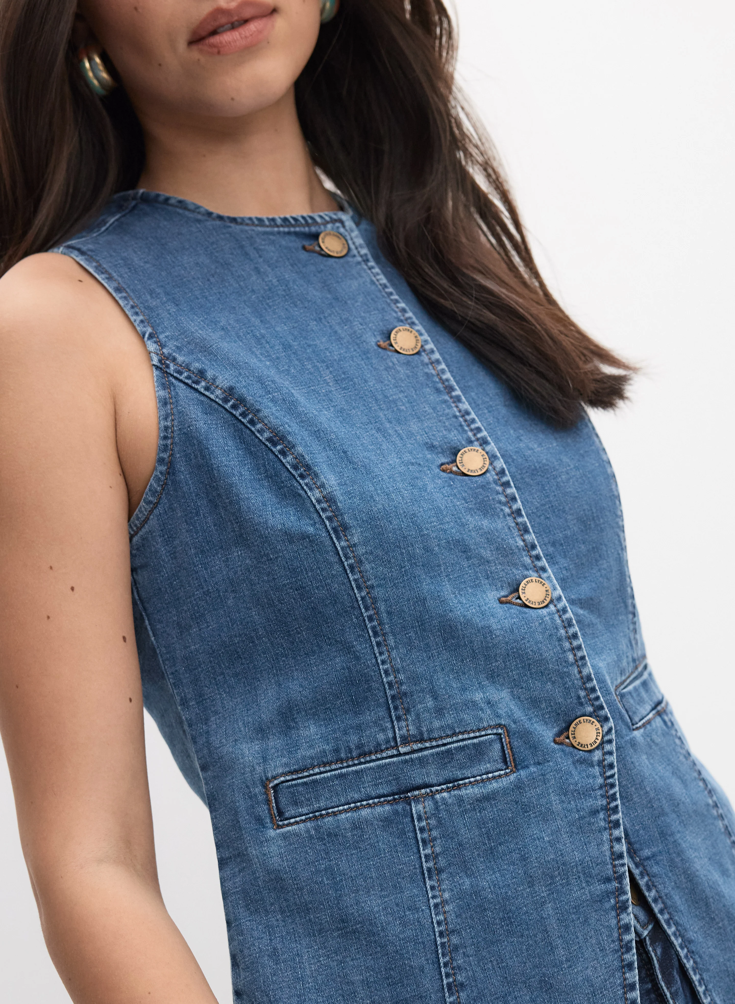 Button Denim Vest - Image 2