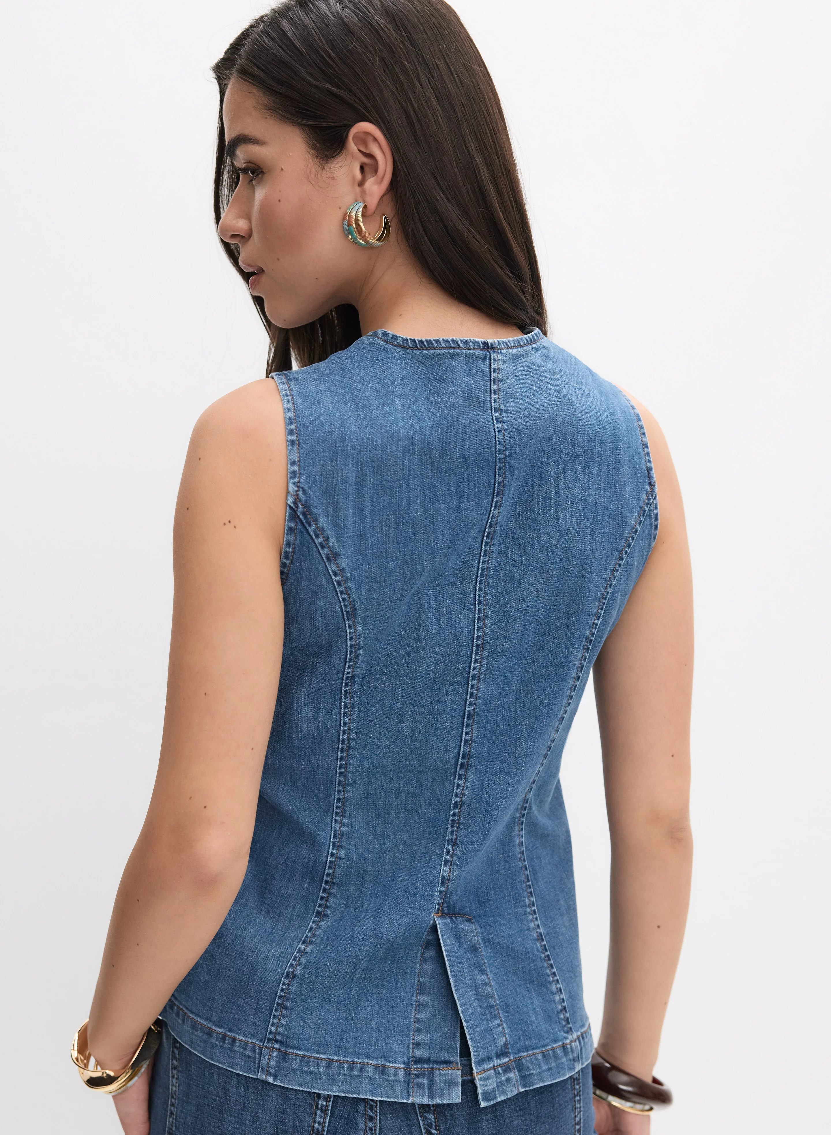 Button Denim Vest - Image 4
