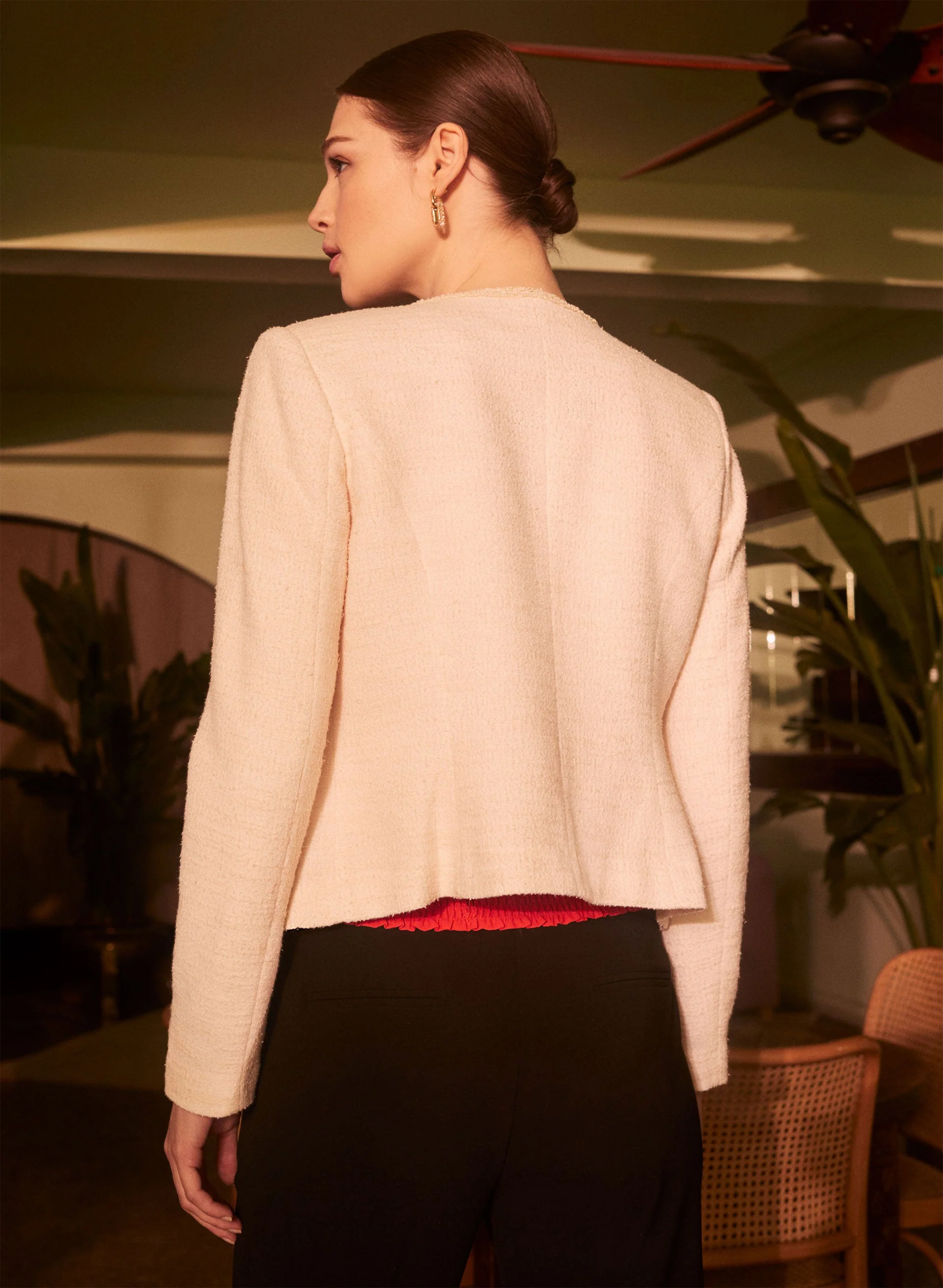 Button Detail Bouclé Jacket - Image 4