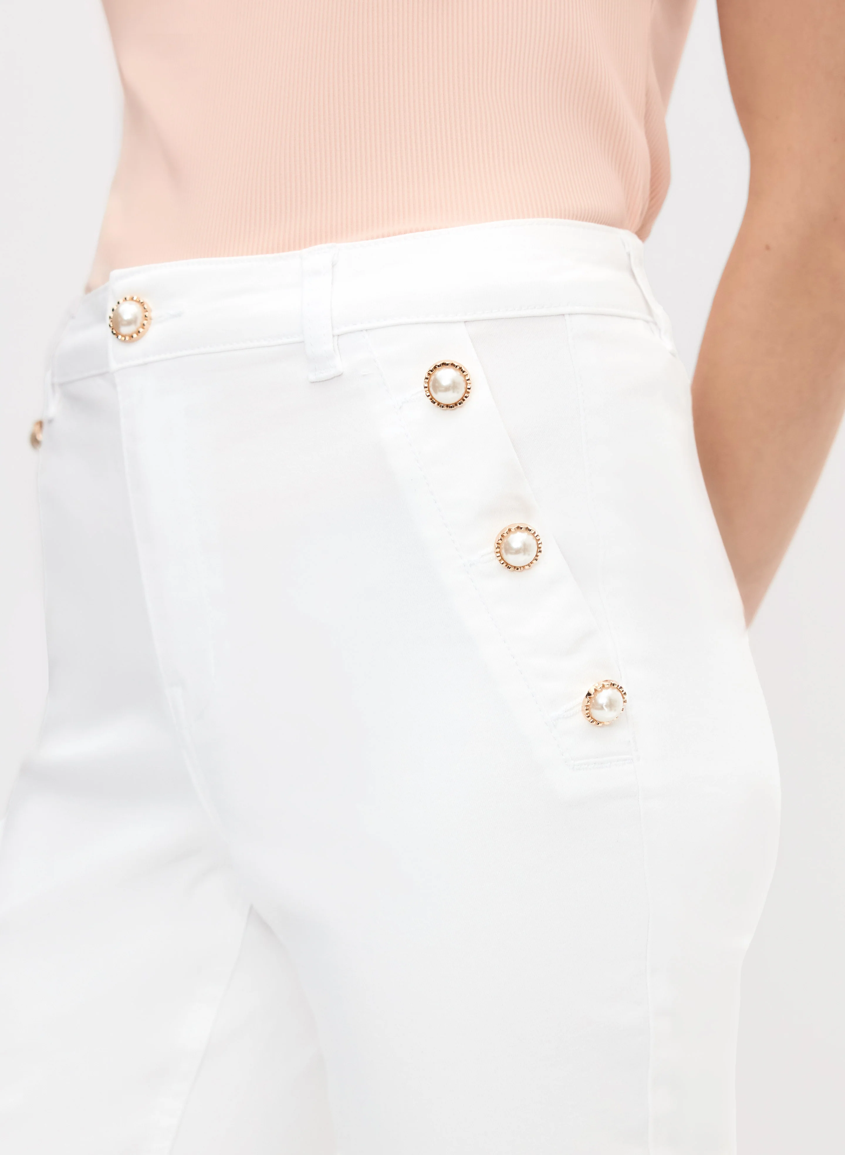 Button Detail Straight-Leg Capris - Image 2
