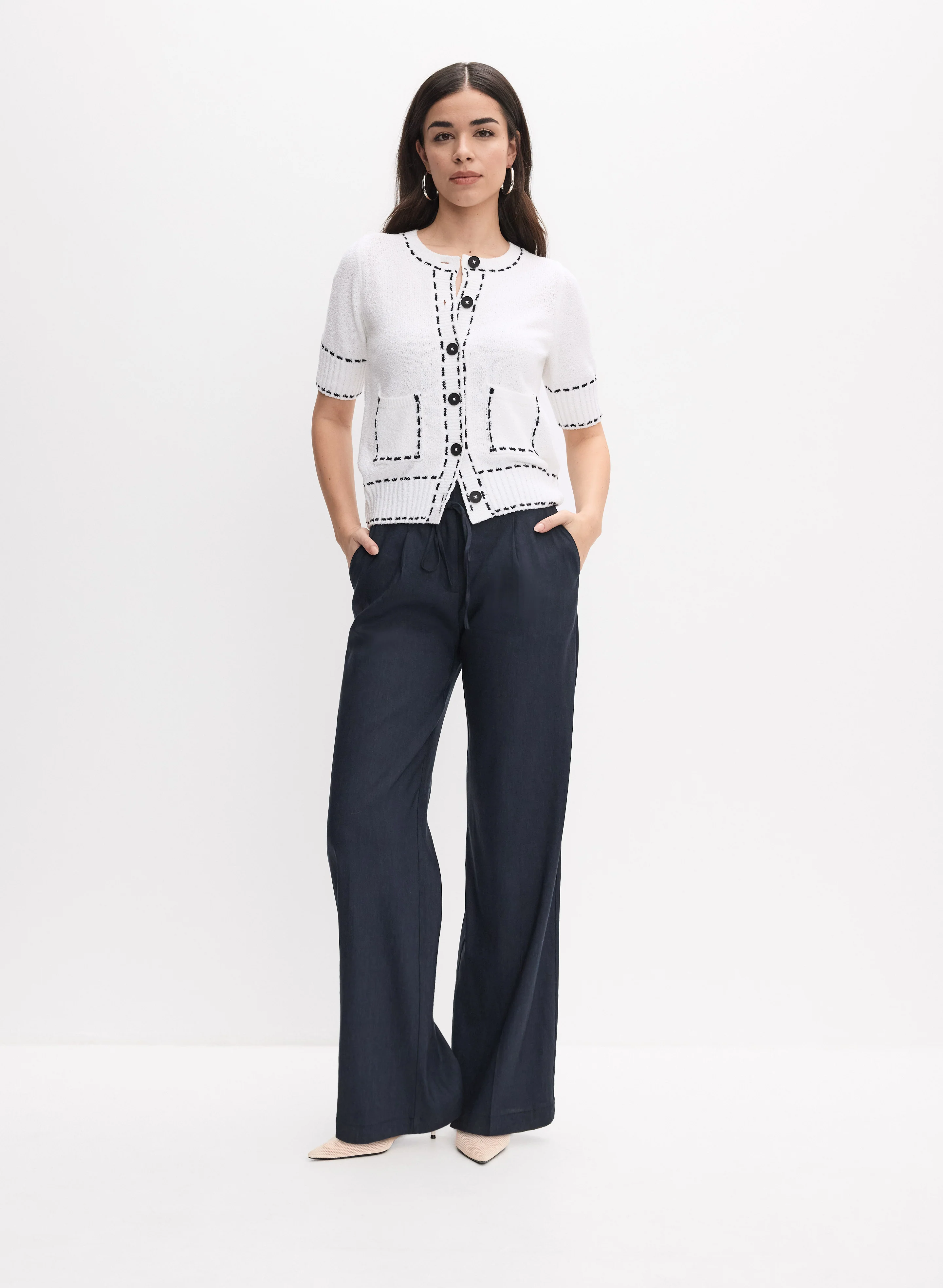 Contrast Button-Down Cardigan - Image 3
